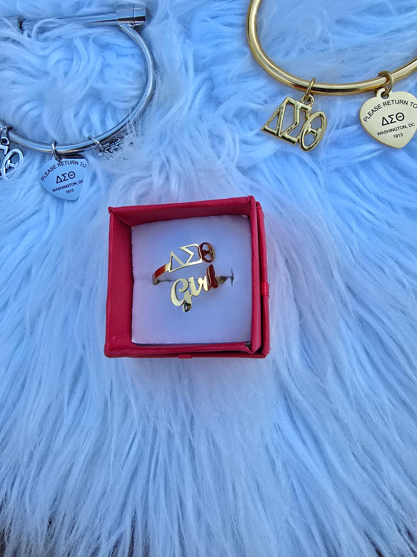 ΔΣΘ Girl Adjustable Ring - DST Ring - Delta Ring - Sorority Jewelry - 1913 Ring - Sorority Ring