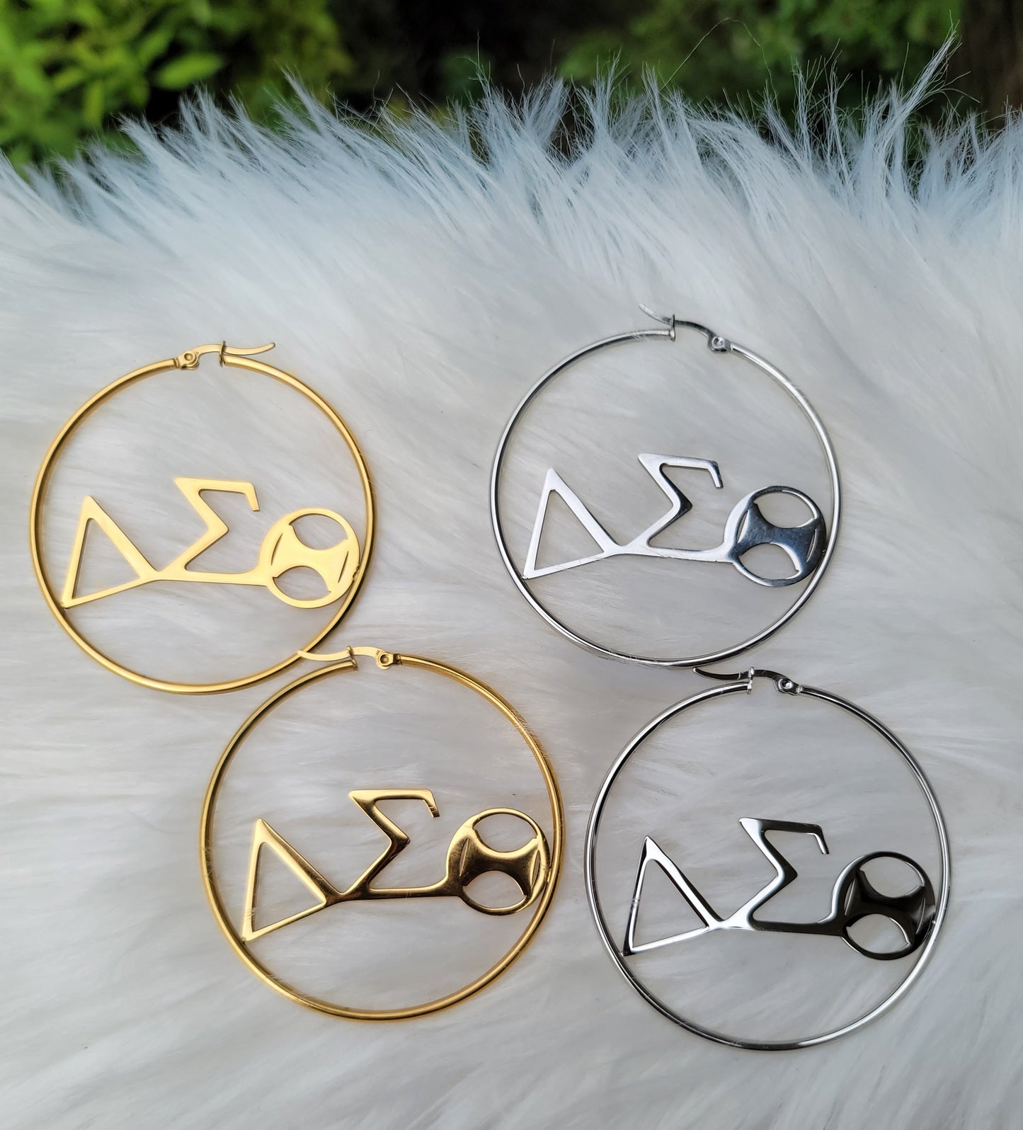 Delta Sigma Theta Sorority earrings available in silver and gold GUARANTEED not to tarnish nor fade