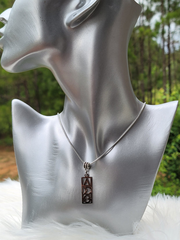Delta Sigma Theta Greek Letter Sorority Necklace Available in Silver