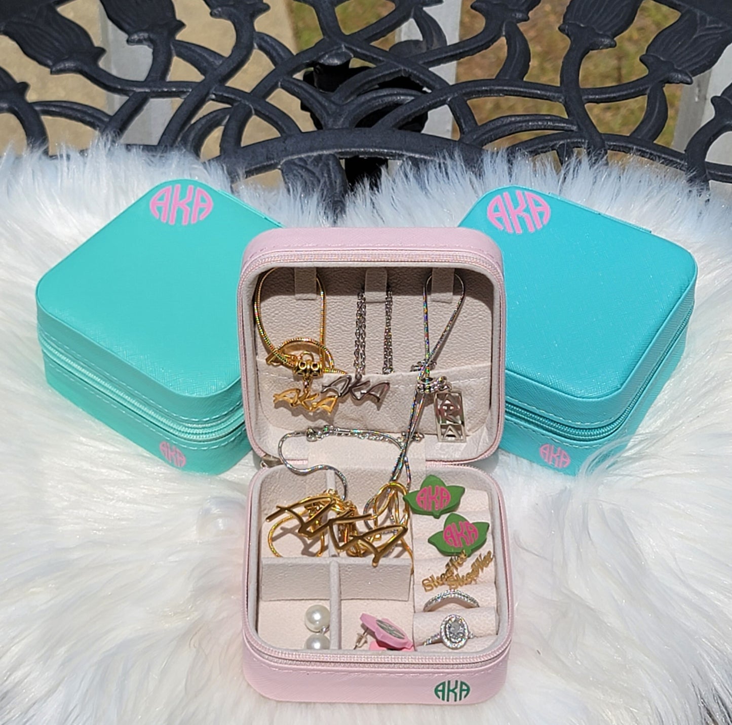 Small Alpha Kappa Alpha Jewelry Boxes Available in Beat For Traveling