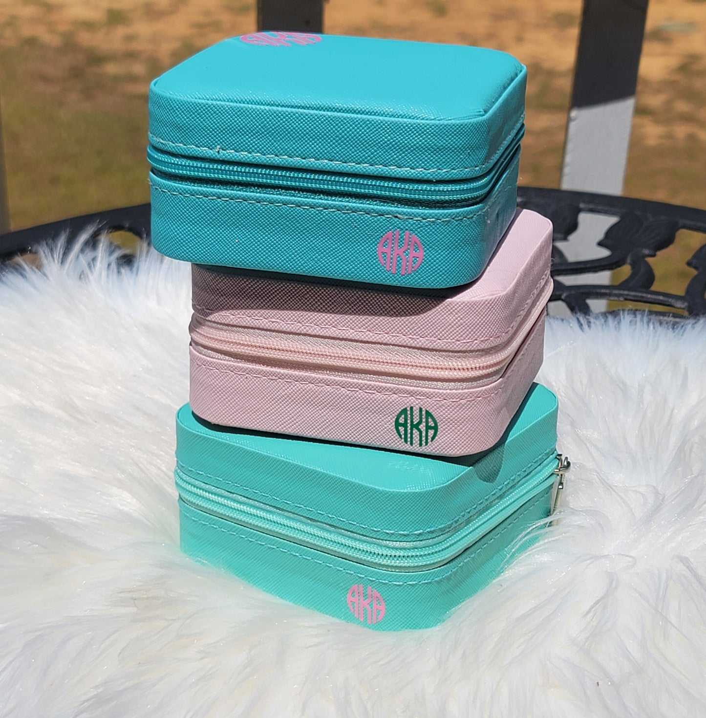 Small Alpha Kappa Alpha Jewelry Boxes Available in Beat For Traveling