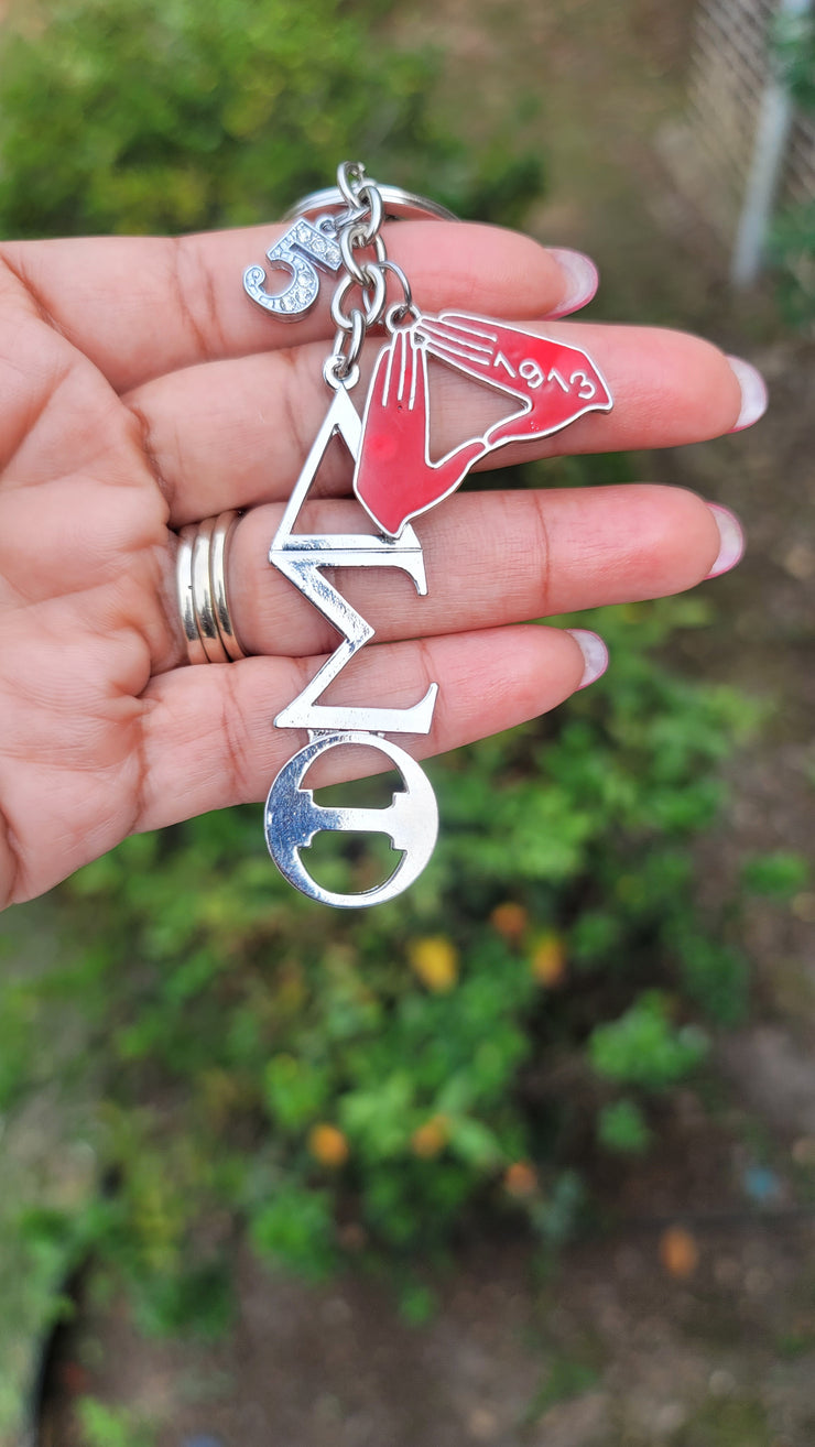 Delta Key Ring - Delta Sigma Theta Key Ring - Sorority Key Ring - DST Key Ring - Sorority Key Ring - 1913 Key Ring