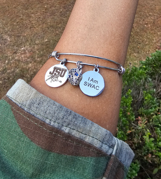 Jackson State University - JSU Expandable Sorority Silver Bracelet