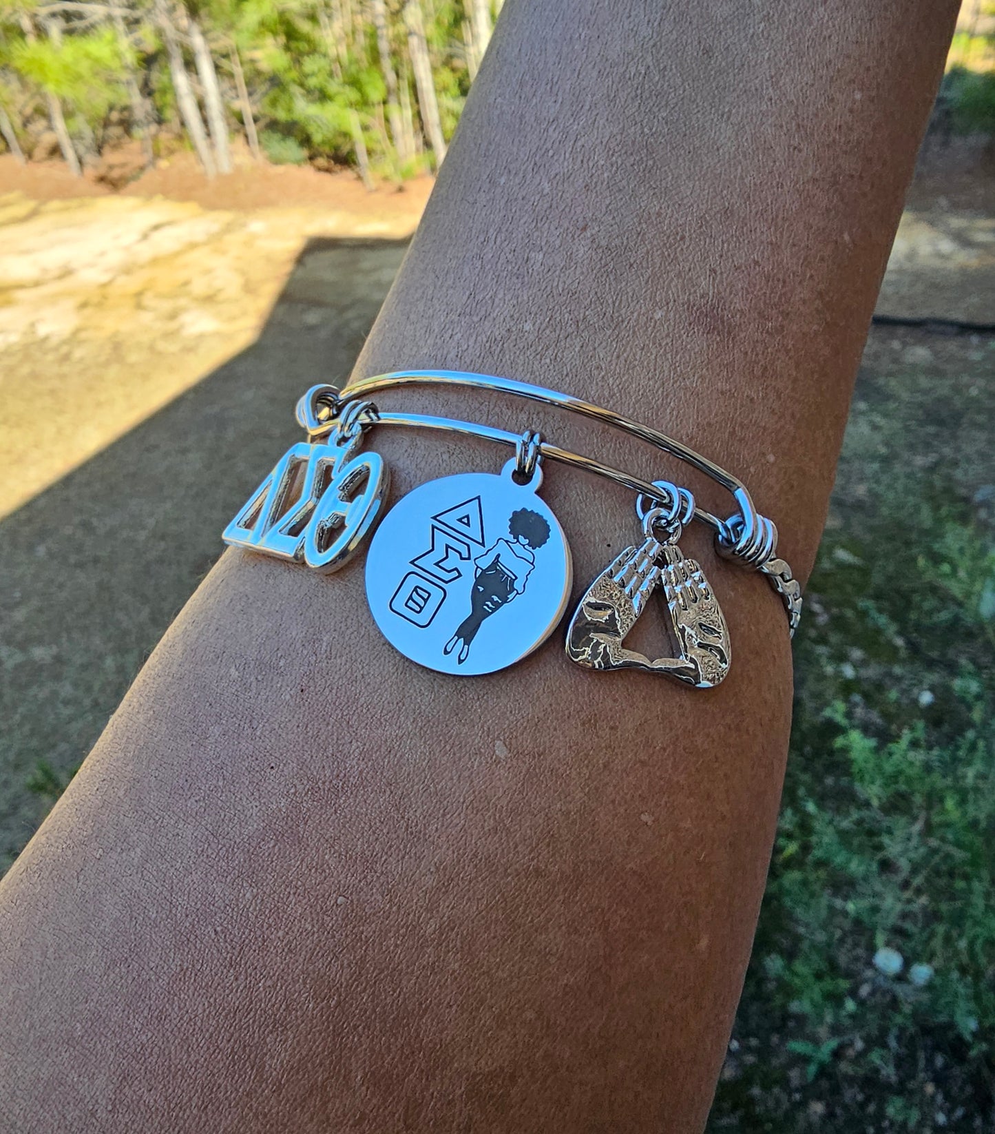 Silver Delta Sigma Theta Necklace/Earring/Bracelet Bundle