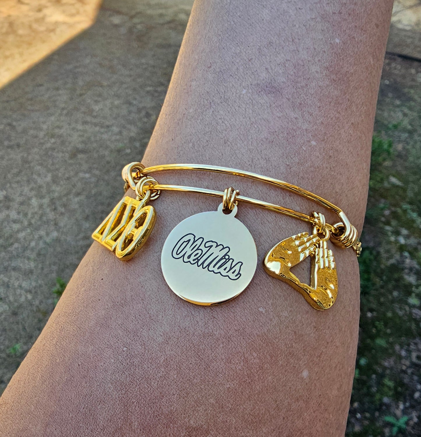 Ole Miss/University of Mississippi Charm Bracelet Available In Gold and Silver