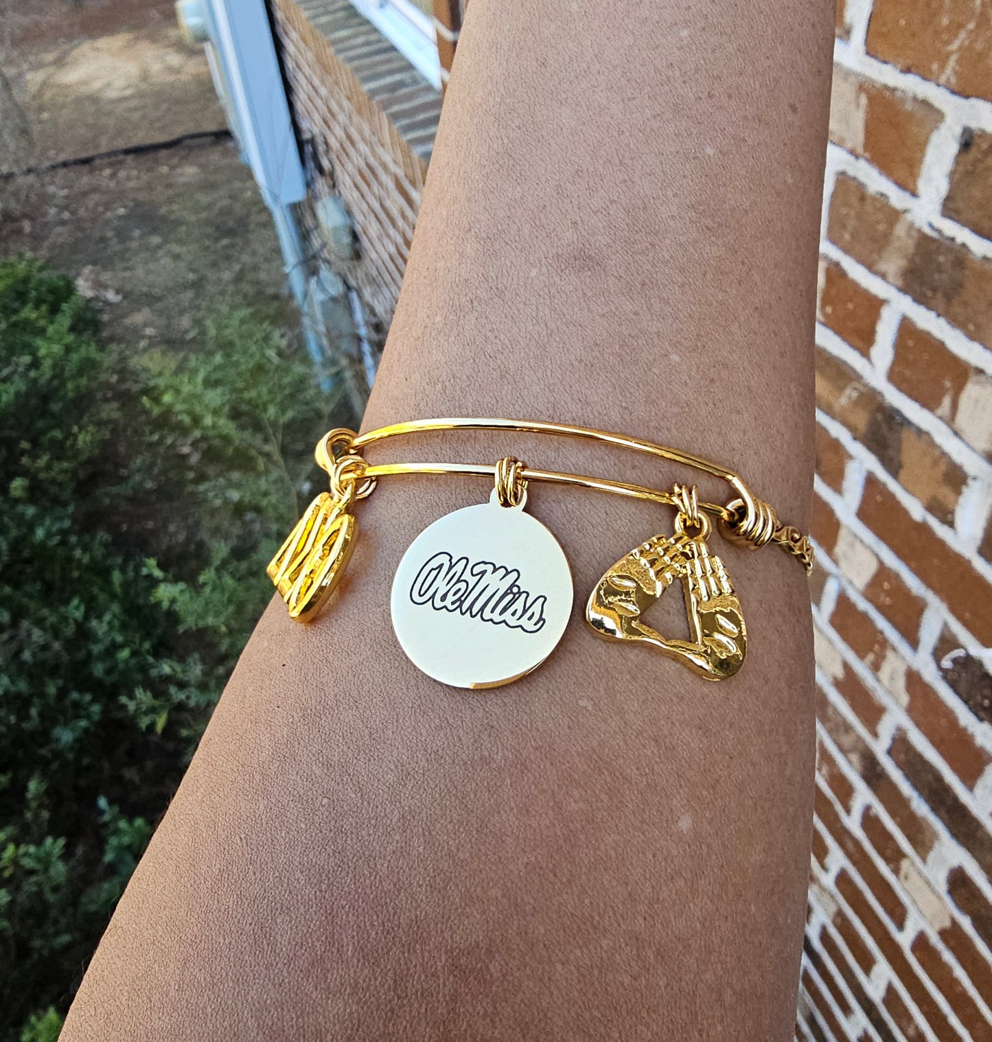 Ole Miss/University of Mississippi Charm Bracelet Available In Gold and Silver