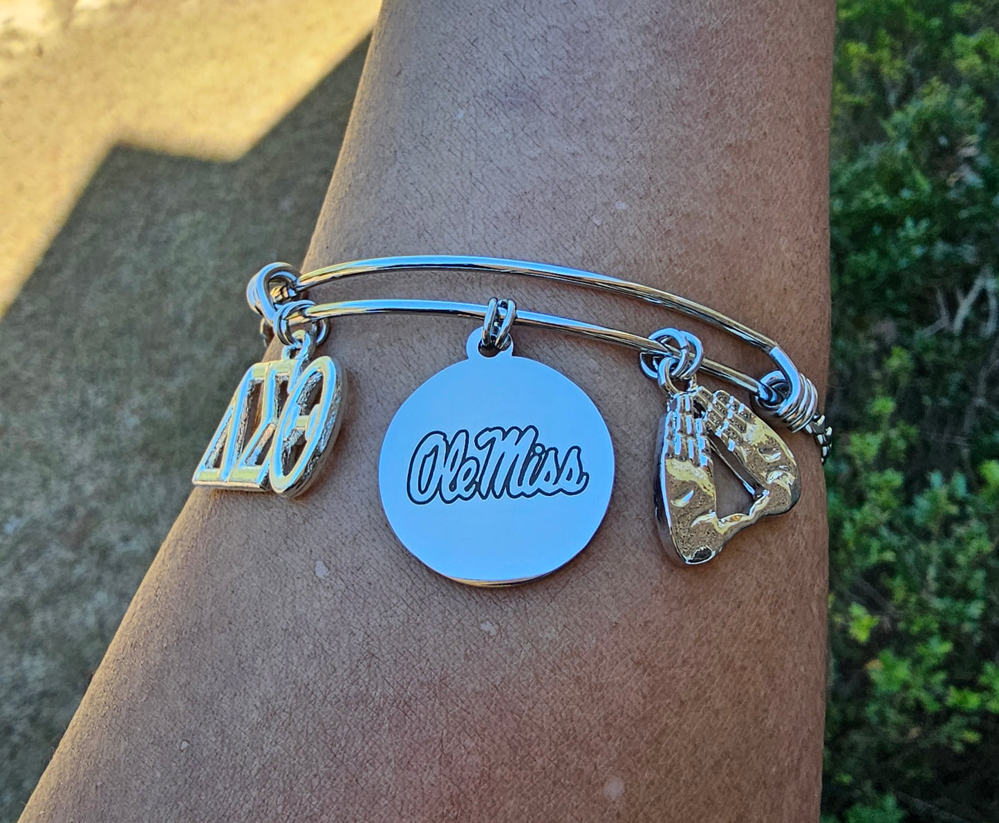 Ole Miss/University of Mississippi Charm Bracelet Available In Gold and Silver