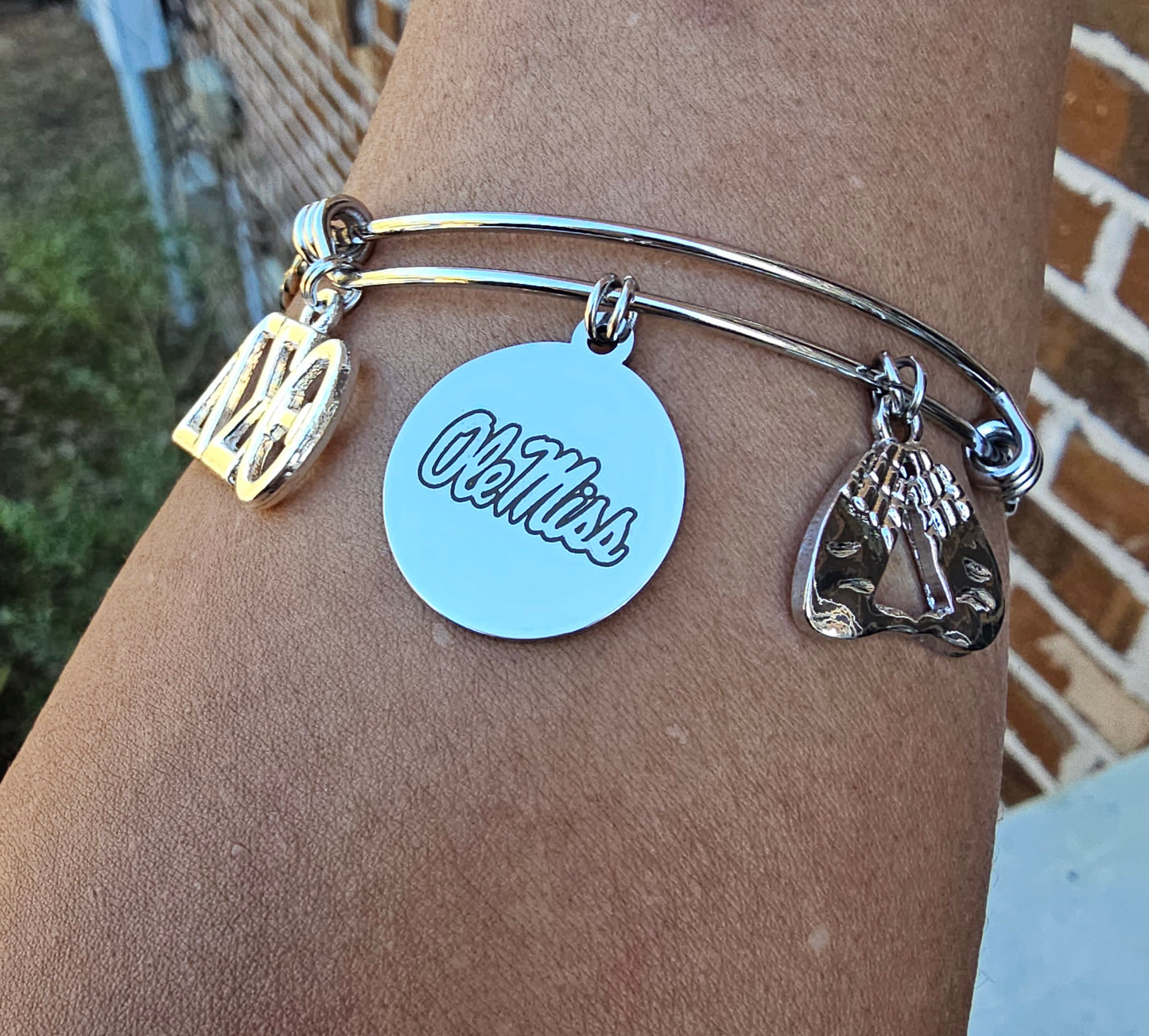 Ole Miss/University of Mississippi Charm Bracelet Available In Gold and Silver