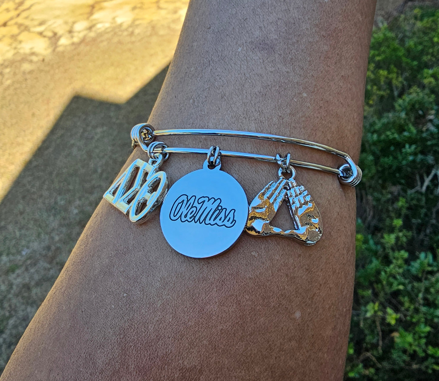 Ole Miss/University of Mississippi Charm Bracelet Available In Gold and Silver