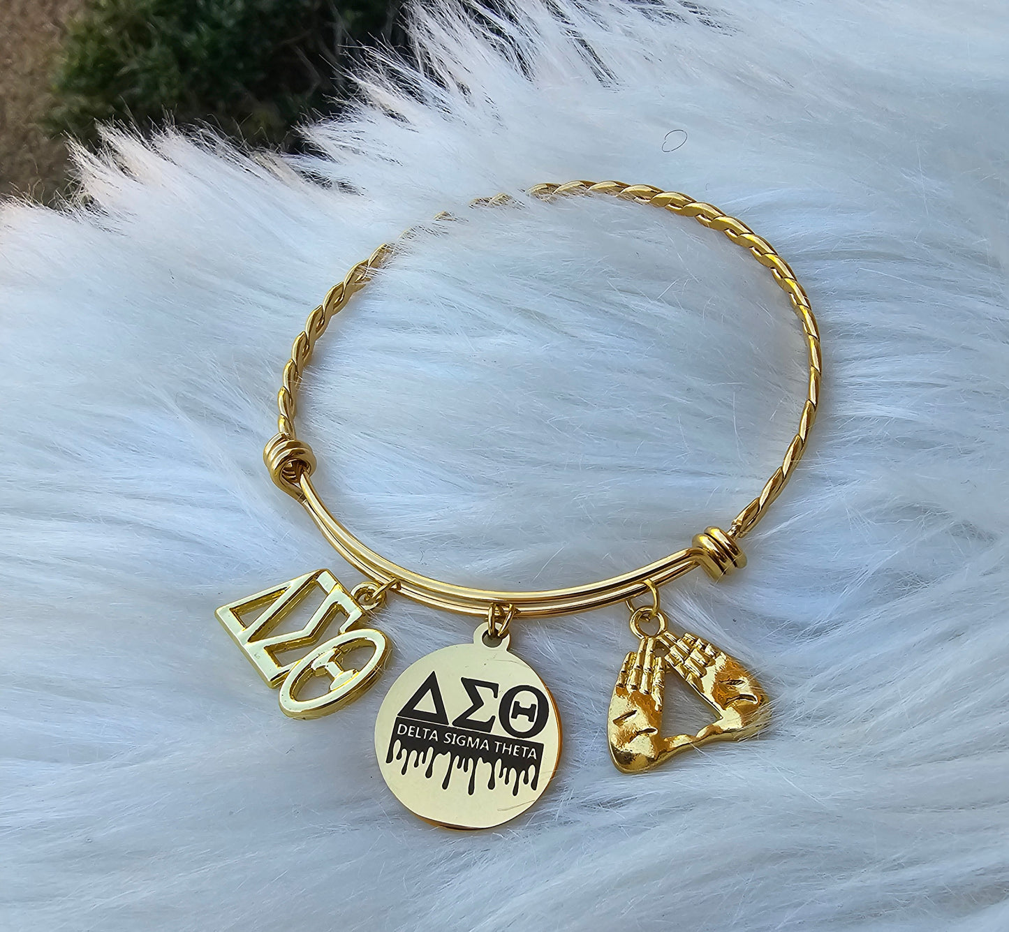 Delta Charm Bracelet Available in Gold and Silver