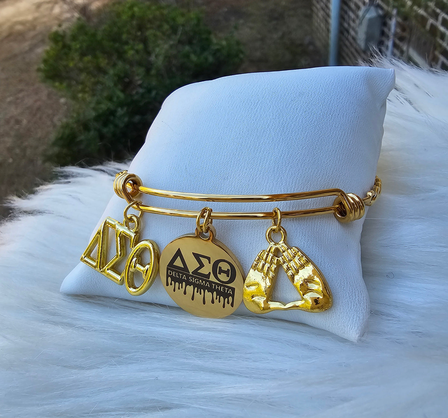 Delta Charm Bracelet Available in Gold and Silver