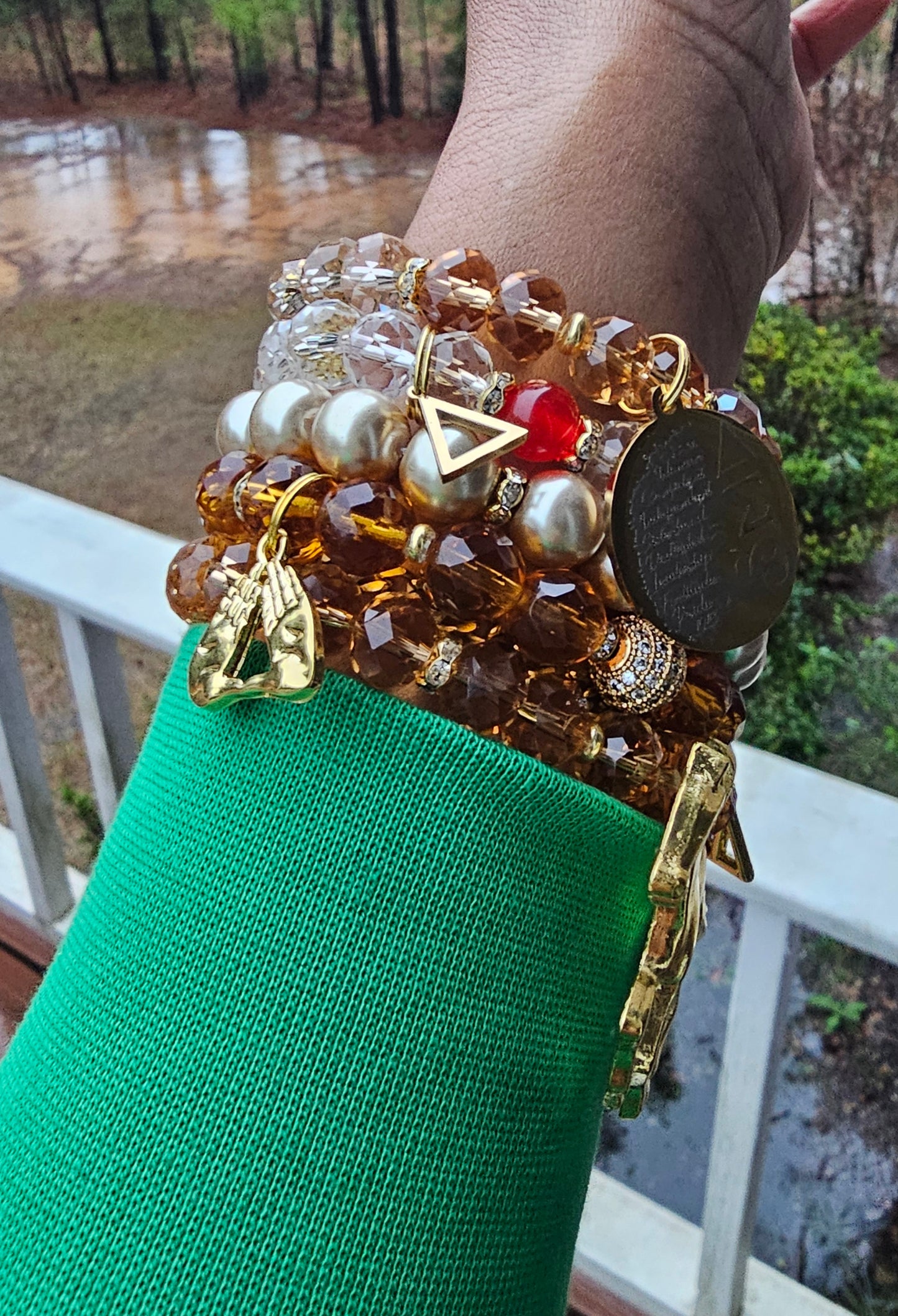 Delta Sigma Theta Gold Stack Bracelet Custom Fit Set (please message with line number if would like added to design)