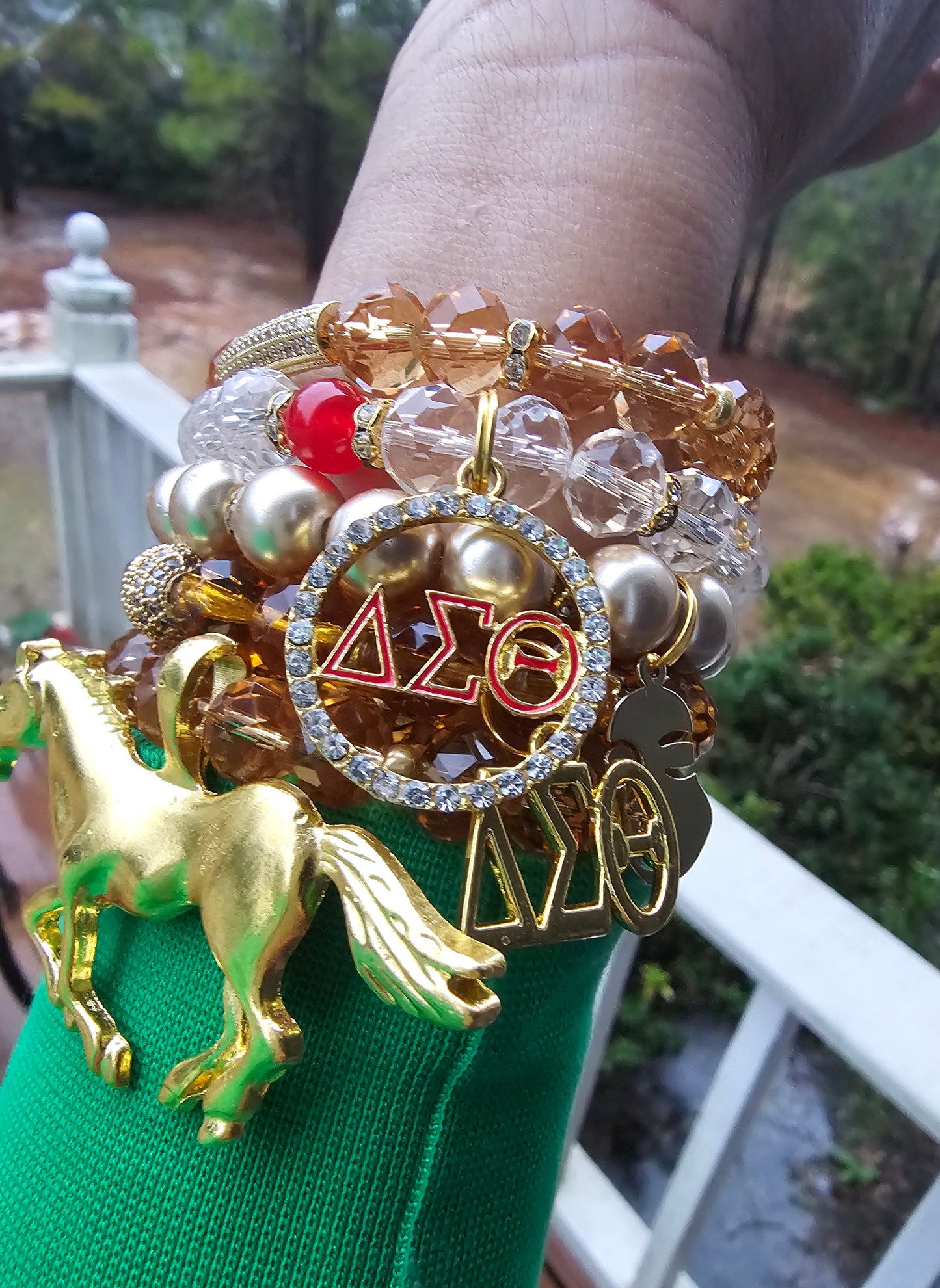 Delta Sigma Theta Gold Stack Bracelet Custom Fit Set (please message with line number if would like added to design)