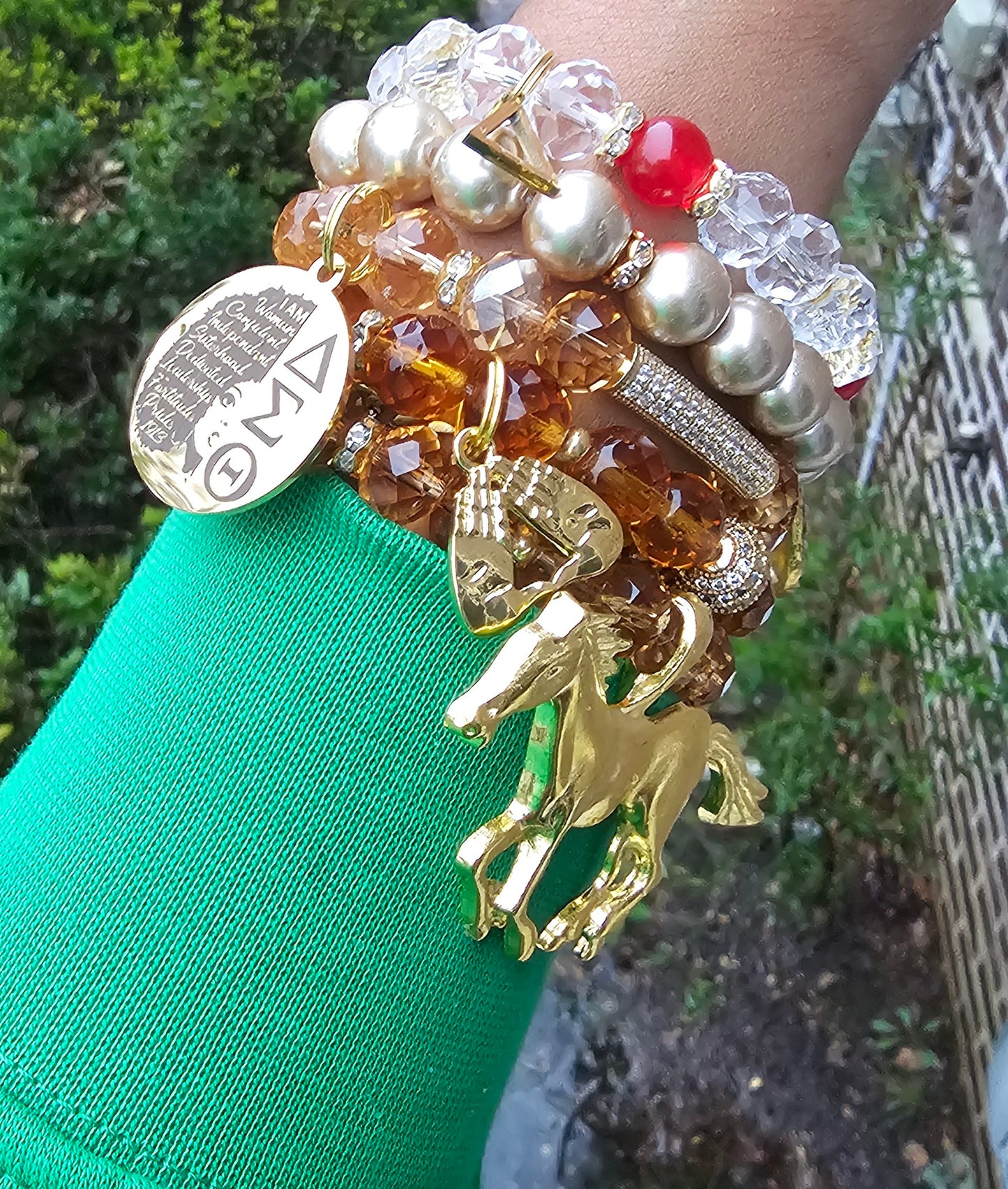 Delta Sigma Theta Gold Stack Bracelet Custom Fit Set (please message with line number if would like added to design)