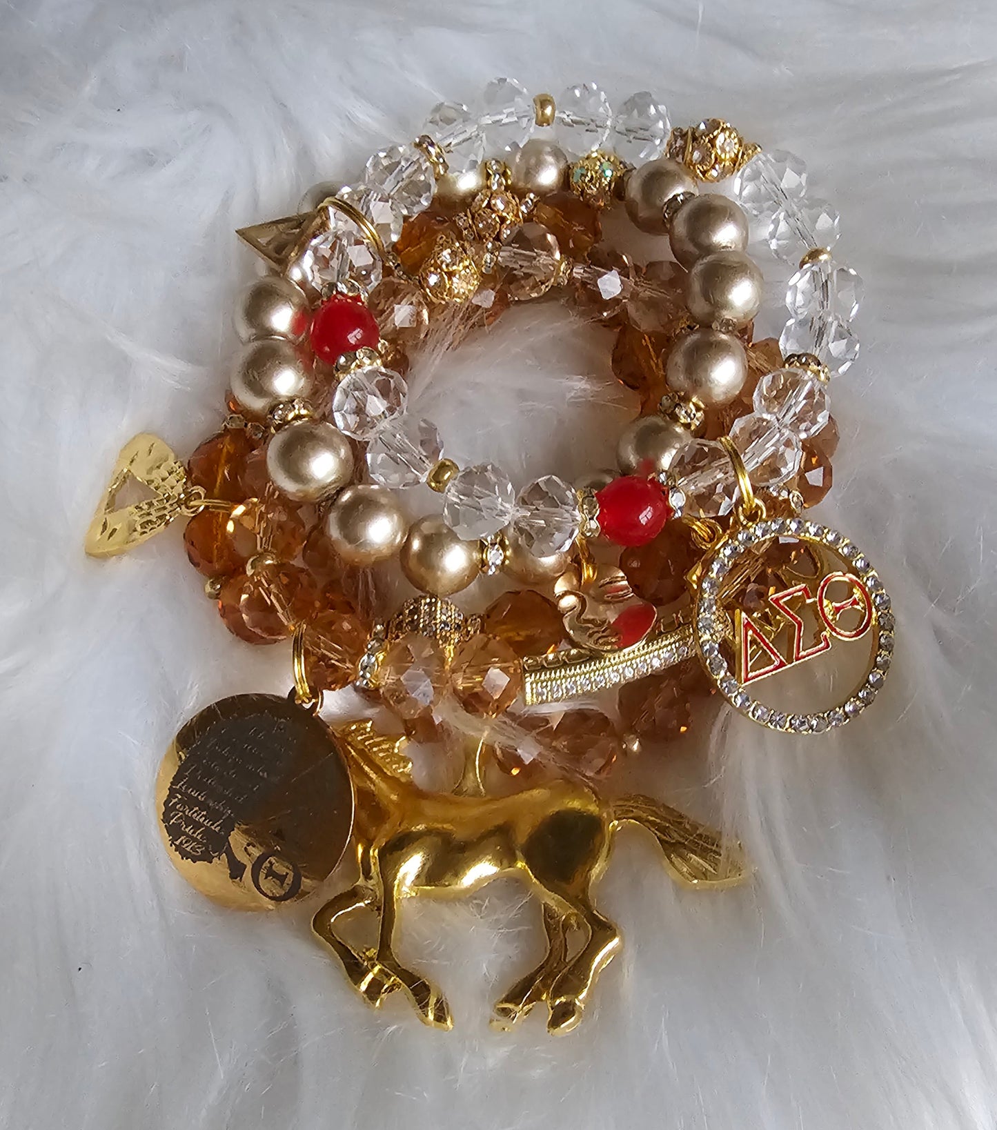 Delta Sigma Theta Gold Stack Bracelet Custom Fit Set (please message with line number if would like added to design)