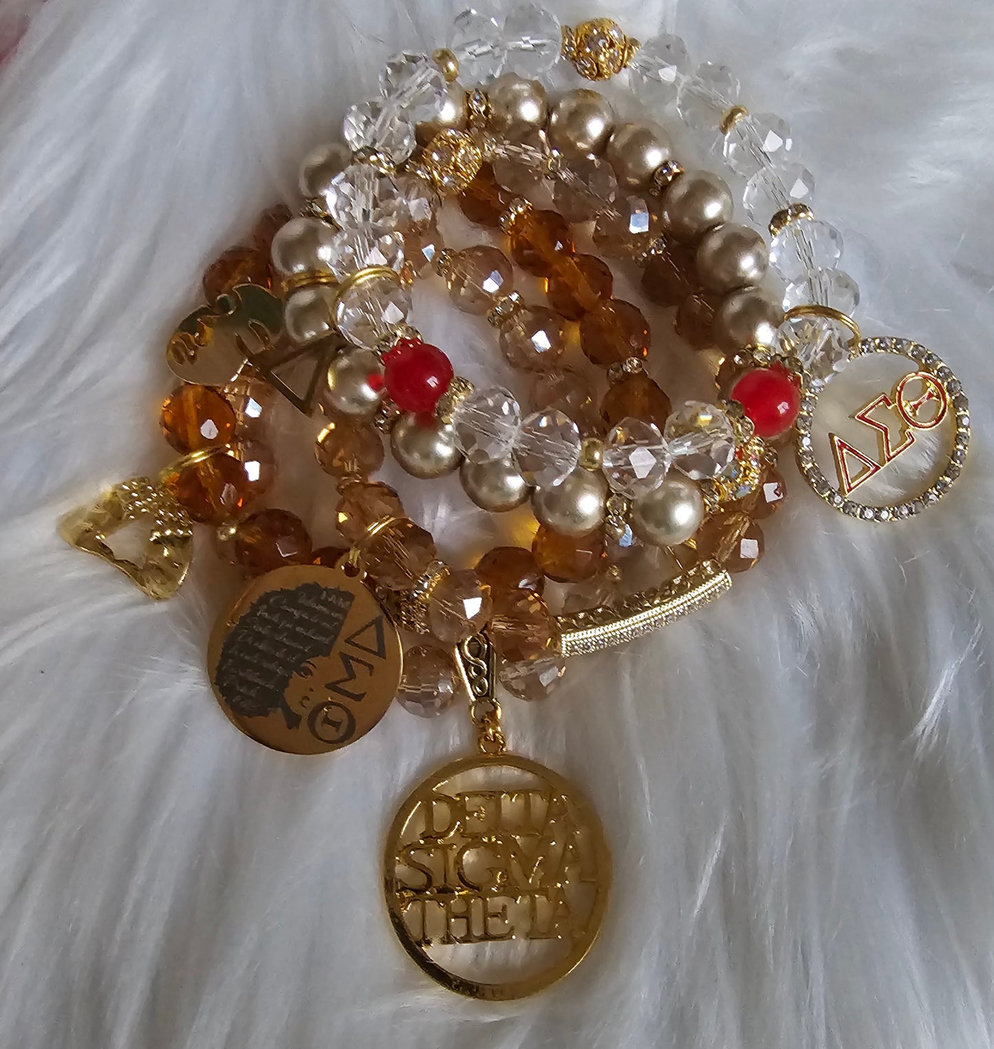 Delta Sigma Theta Gold Stack Bracelet Custom Fit Set (please message with line number if would like added to design)