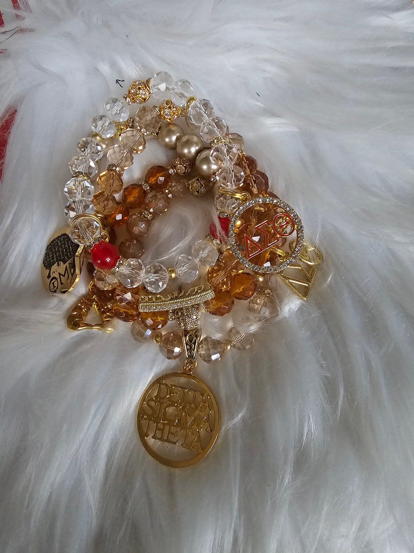 Delta Sigma Theta Gold Stack Bracelet Custom Fit Set (please message with line number if would like added to design)