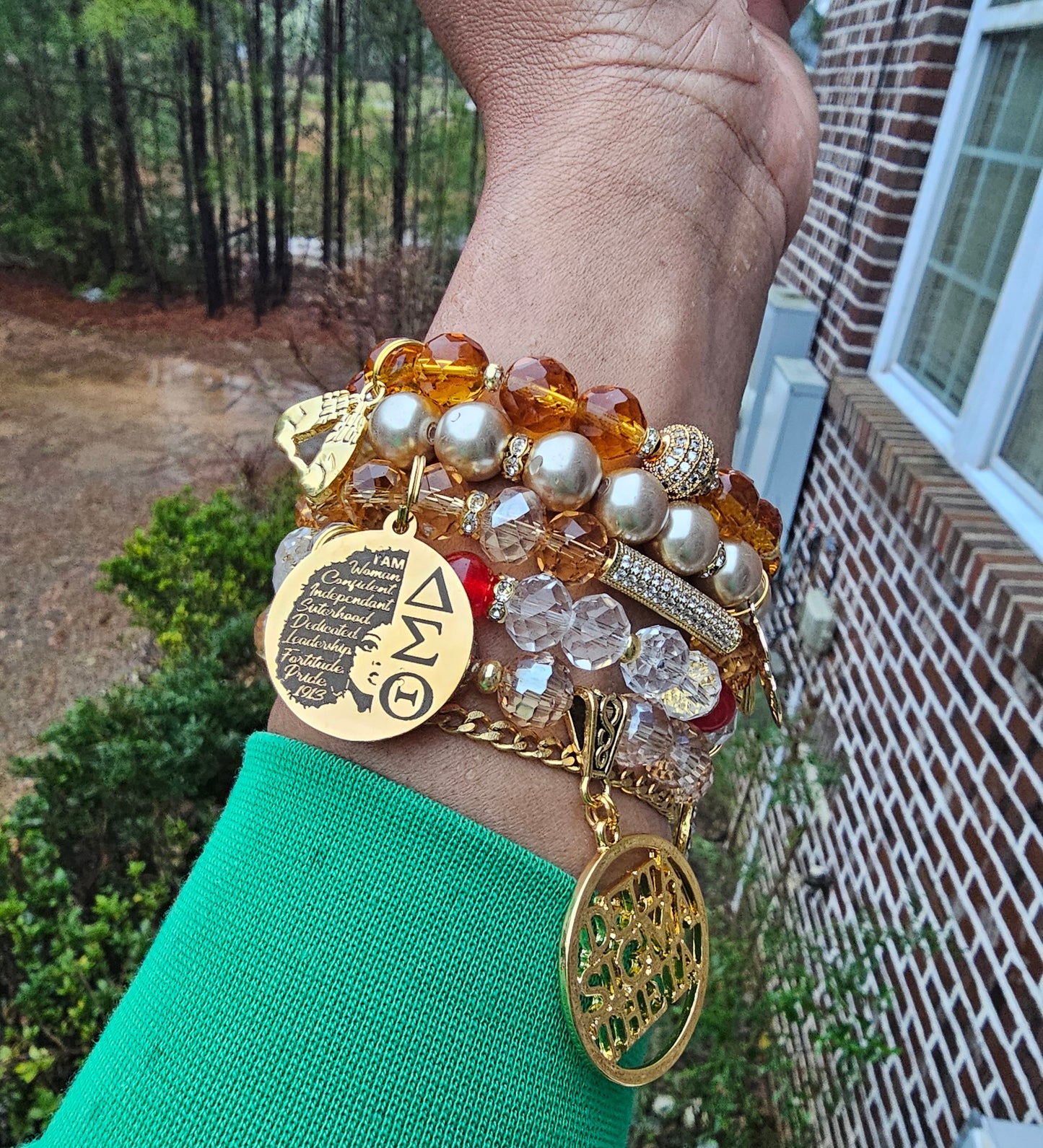 Delta Sigma Theta Gold Stack Bracelet Custom Fit Set (please message with line number if would like added to design)