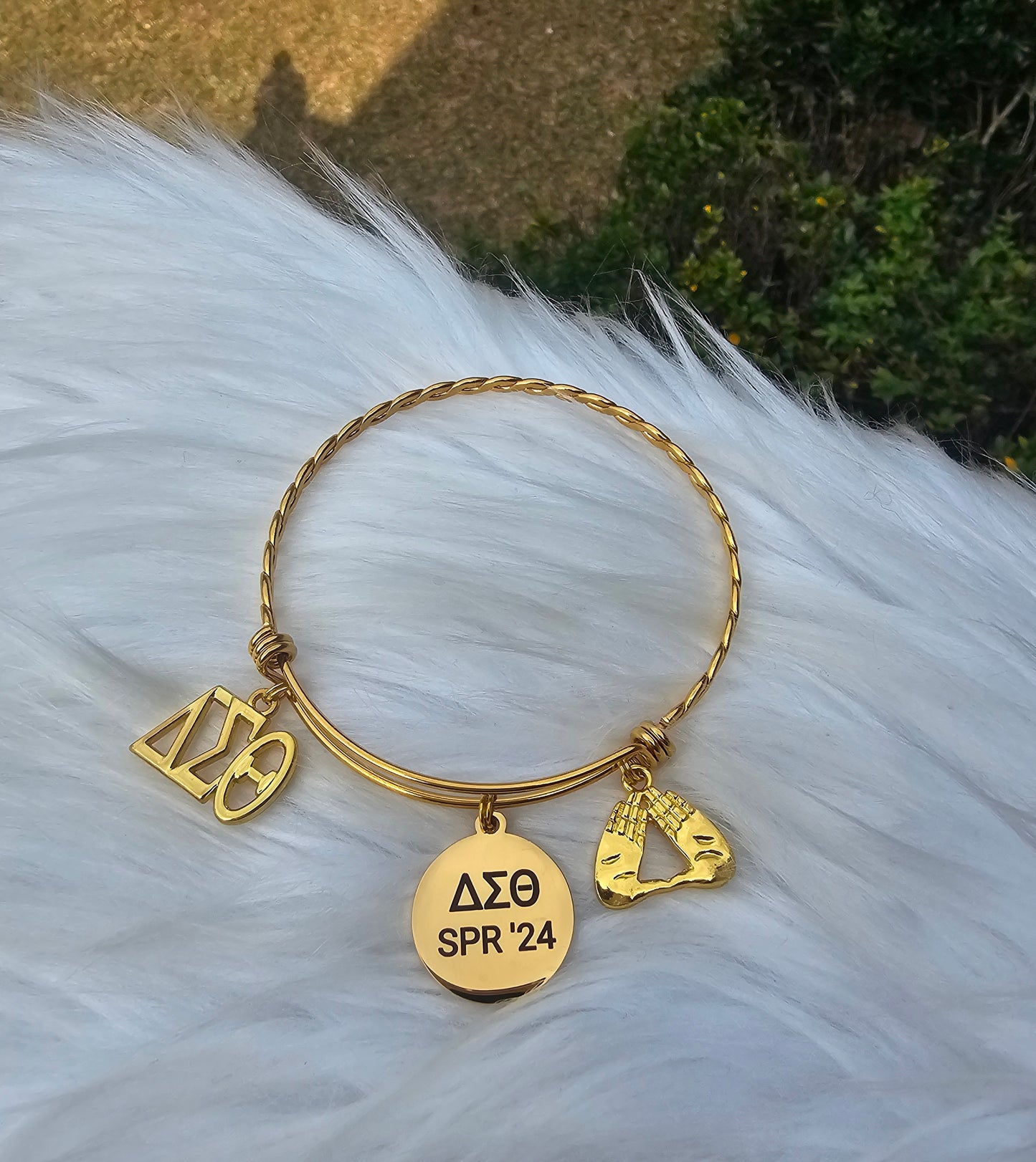 Delta Sigma Theta Spring 2024 Charm Bracelet Available in Gold and Silver