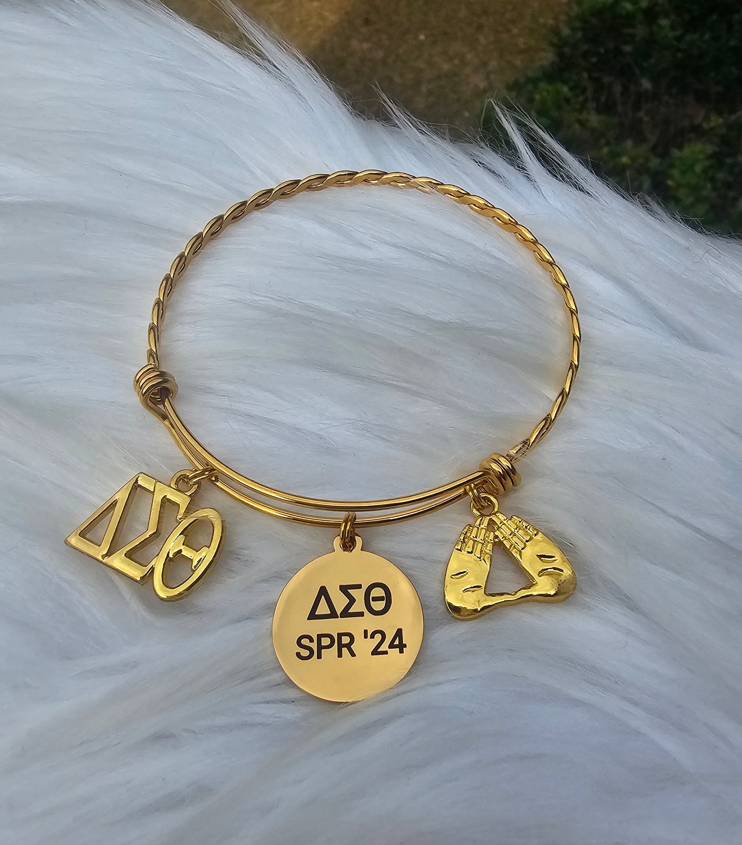 Delta Sigma Theta Spring 2024 Charm Bracelet Available in Gold and Silver