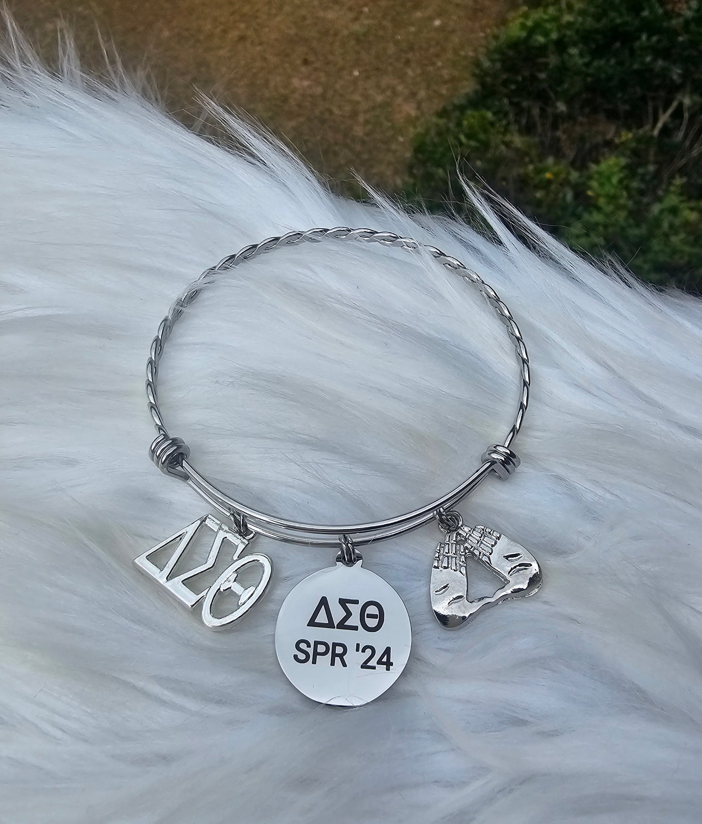 Delta Sigma Theta Spring 2024 Charm Bracelet Available in Gold and Silver