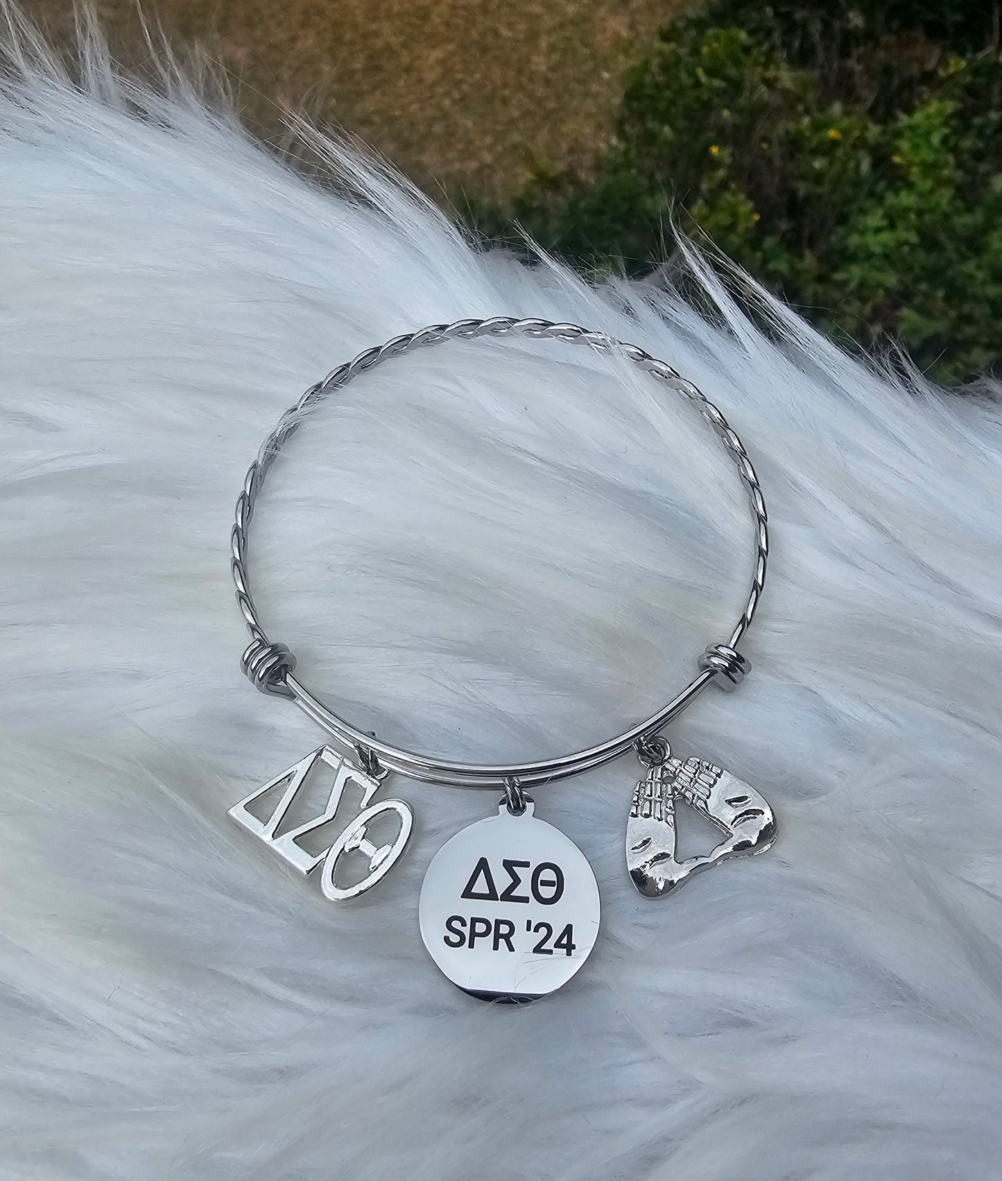 Delta Sigma Theta Spring 2024 Charm Bracelet Available in Gold and Silver