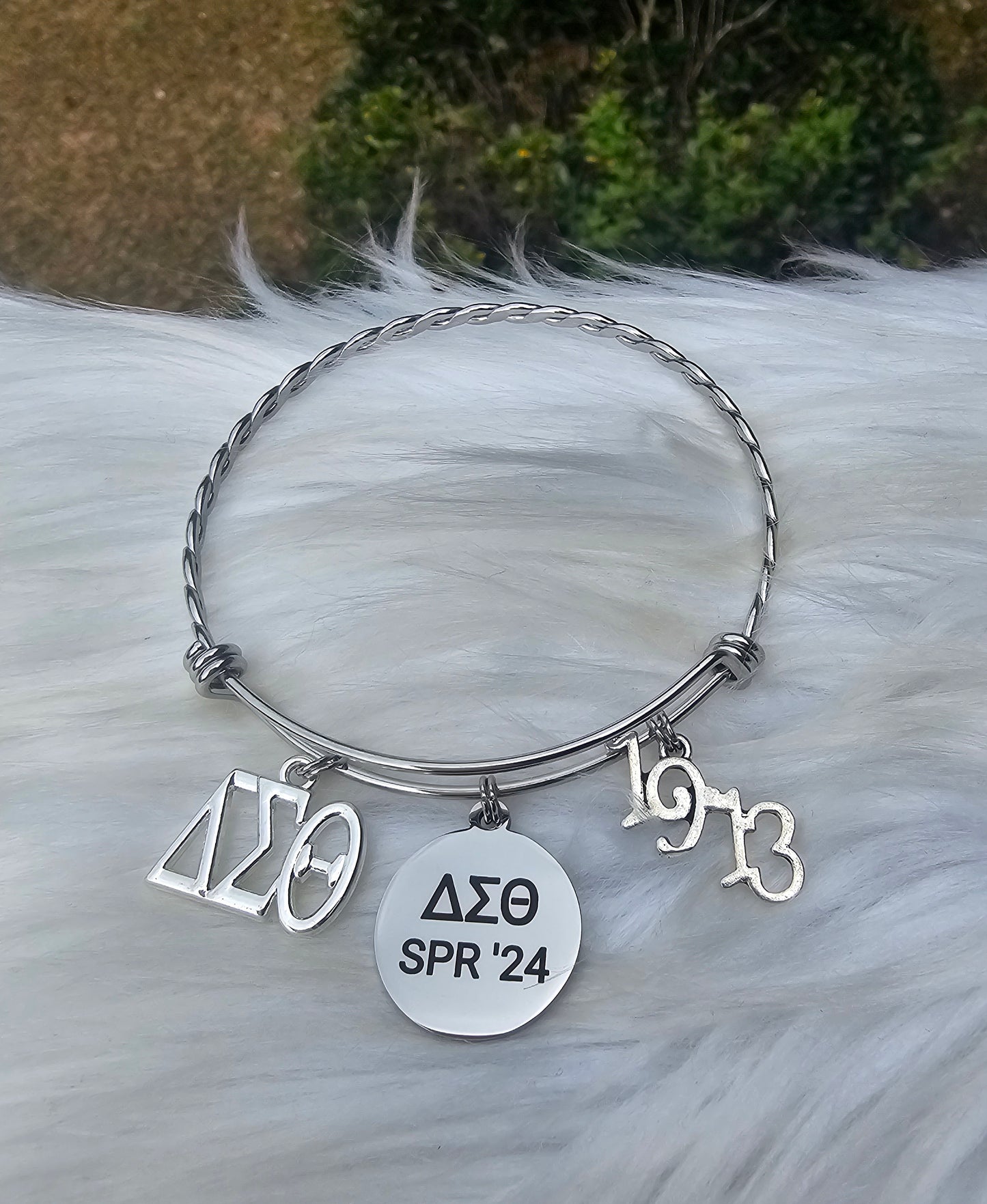 Delta Sigma Theta Spring 2024 Charm Bracelet Available in Gold and Silver