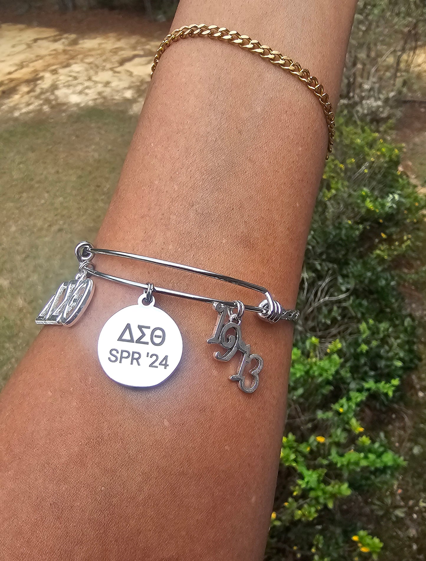 Delta Sigma Theta Spring 2024 Charm Bracelet Available in Gold and Silver