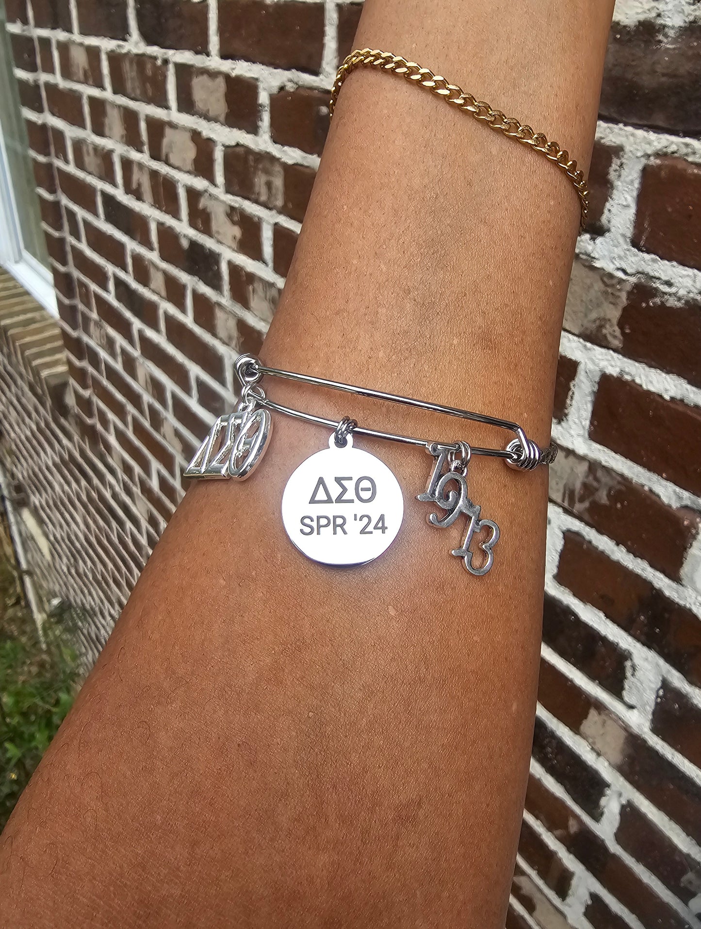 Delta Sigma Theta Spring 2024 Charm Bracelet Available in Gold and Silver