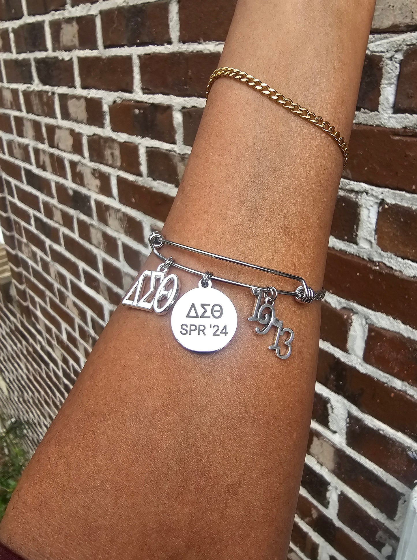 Delta Sigma Theta Spring 2024 Charm Bracelet Available in Gold and Silver