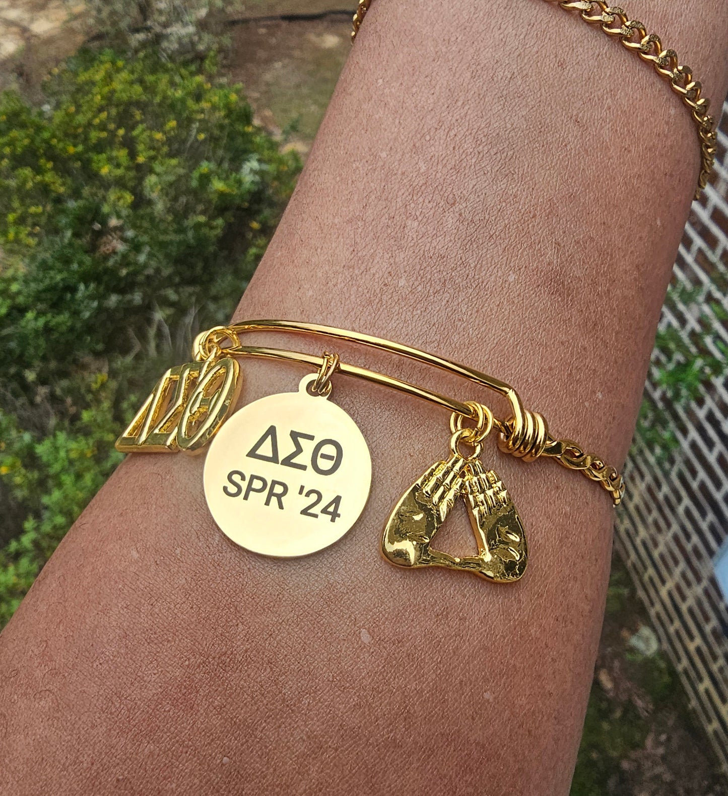 Delta Sigma Theta Spring 2024 Charm Bracelet Available in Gold and Silver