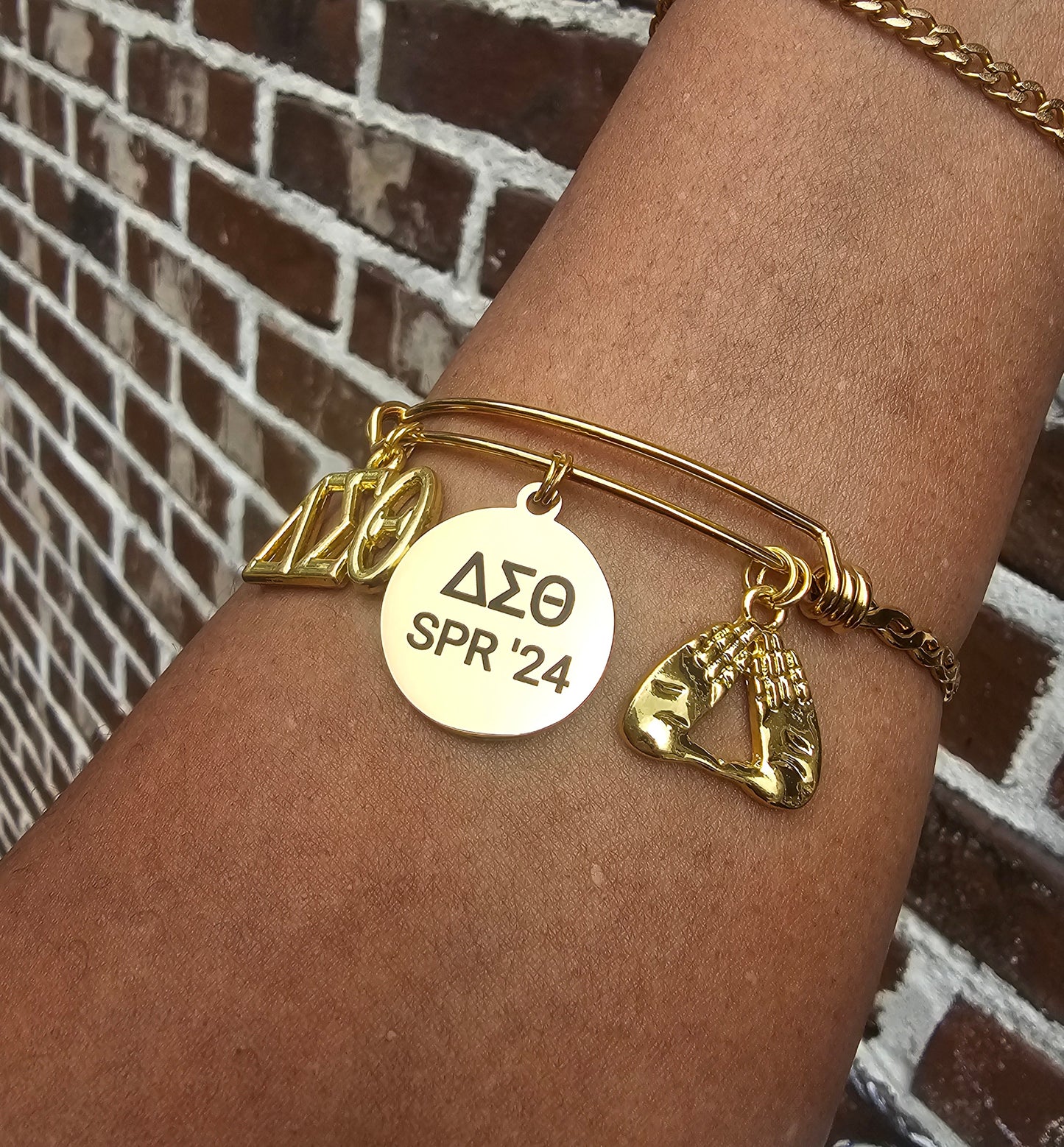 Delta Sigma Theta Spring 2024 Charm Bracelet Available in Gold and Silver