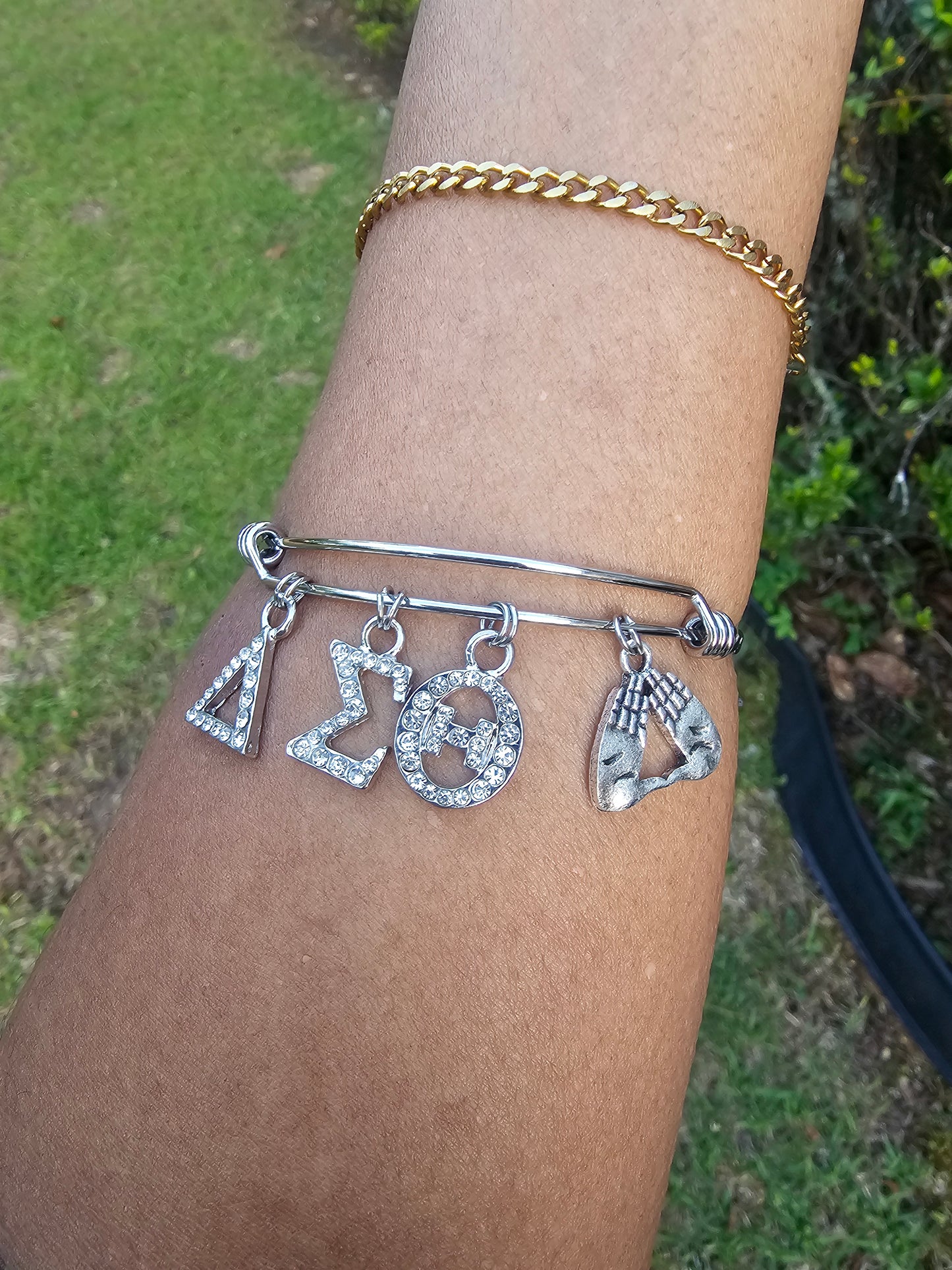 Delta Sigma Theta (Greek Letter) Bling Charm Bracelet