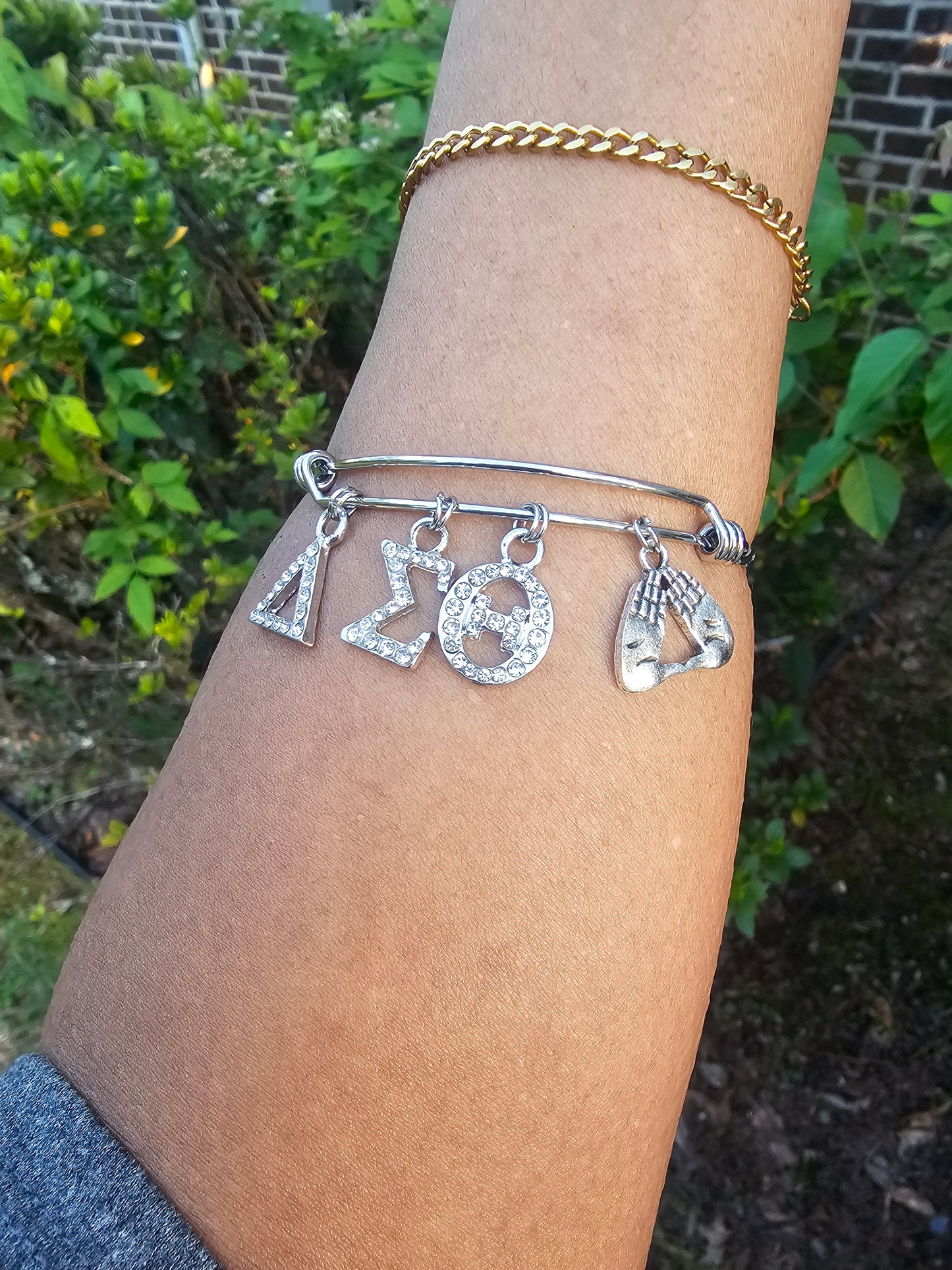 Delta Sigma Theta (Greek Letter) Bling Charm Bracelet