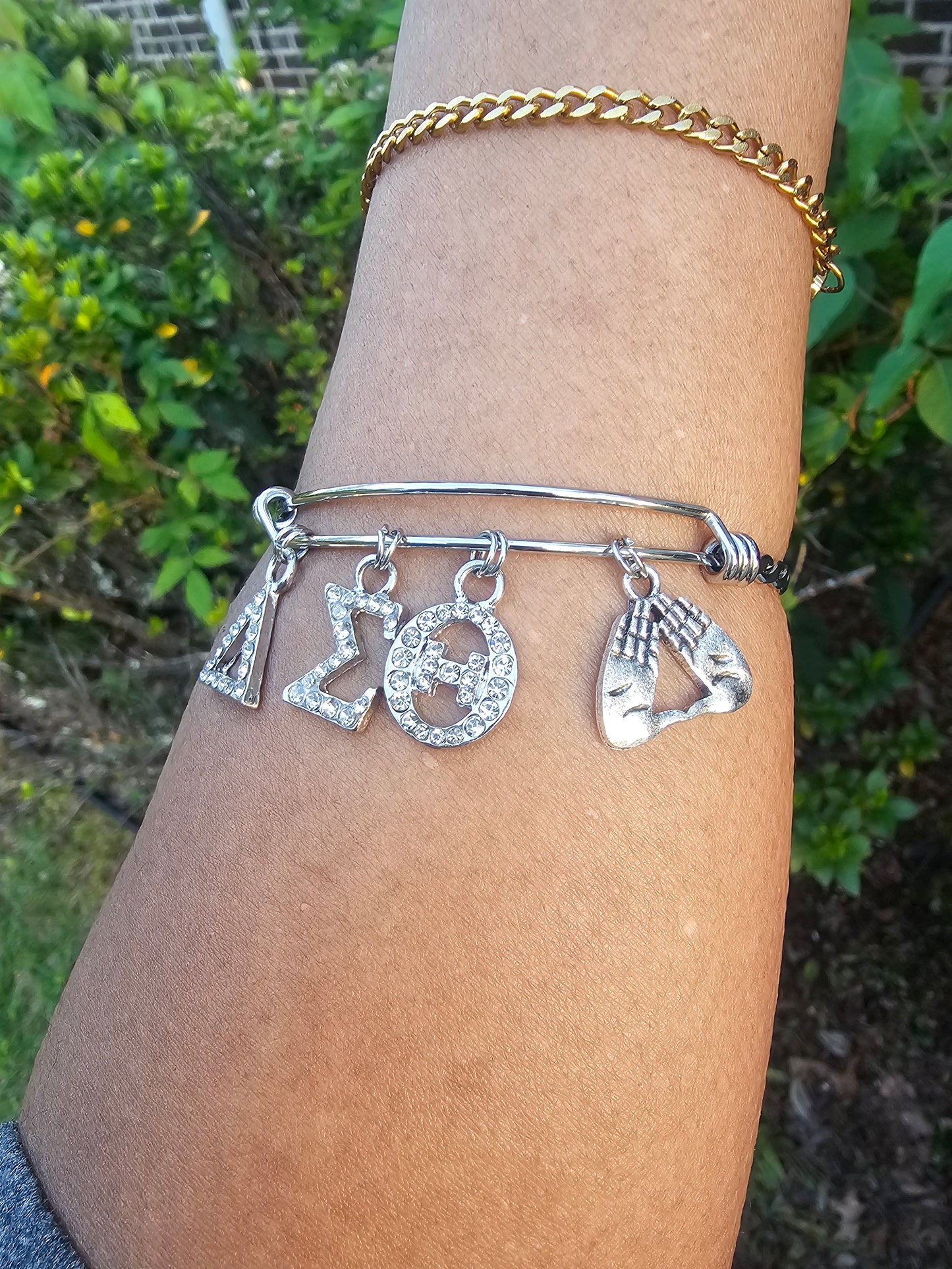 Delta Sigma Theta (Greek Letter) Bling Charm Bracelet