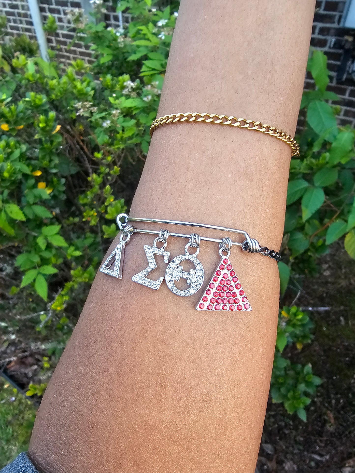 Delta Sigma Theta (Greek Letter) Bling Charm Bracelet