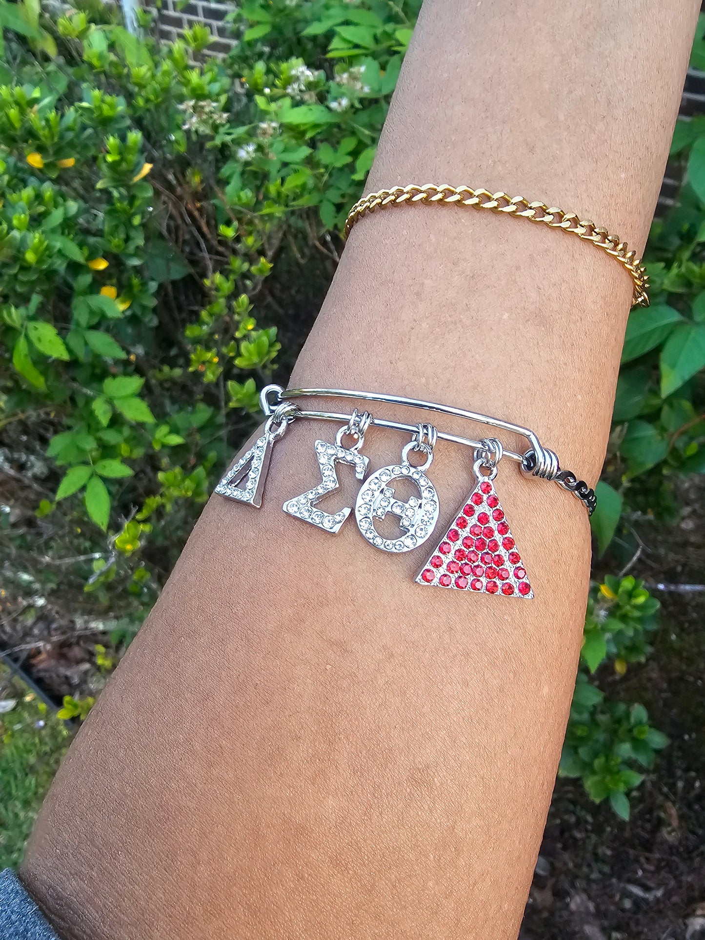 Delta Sigma Theta (Greek Letter) Bling Charm Bracelet