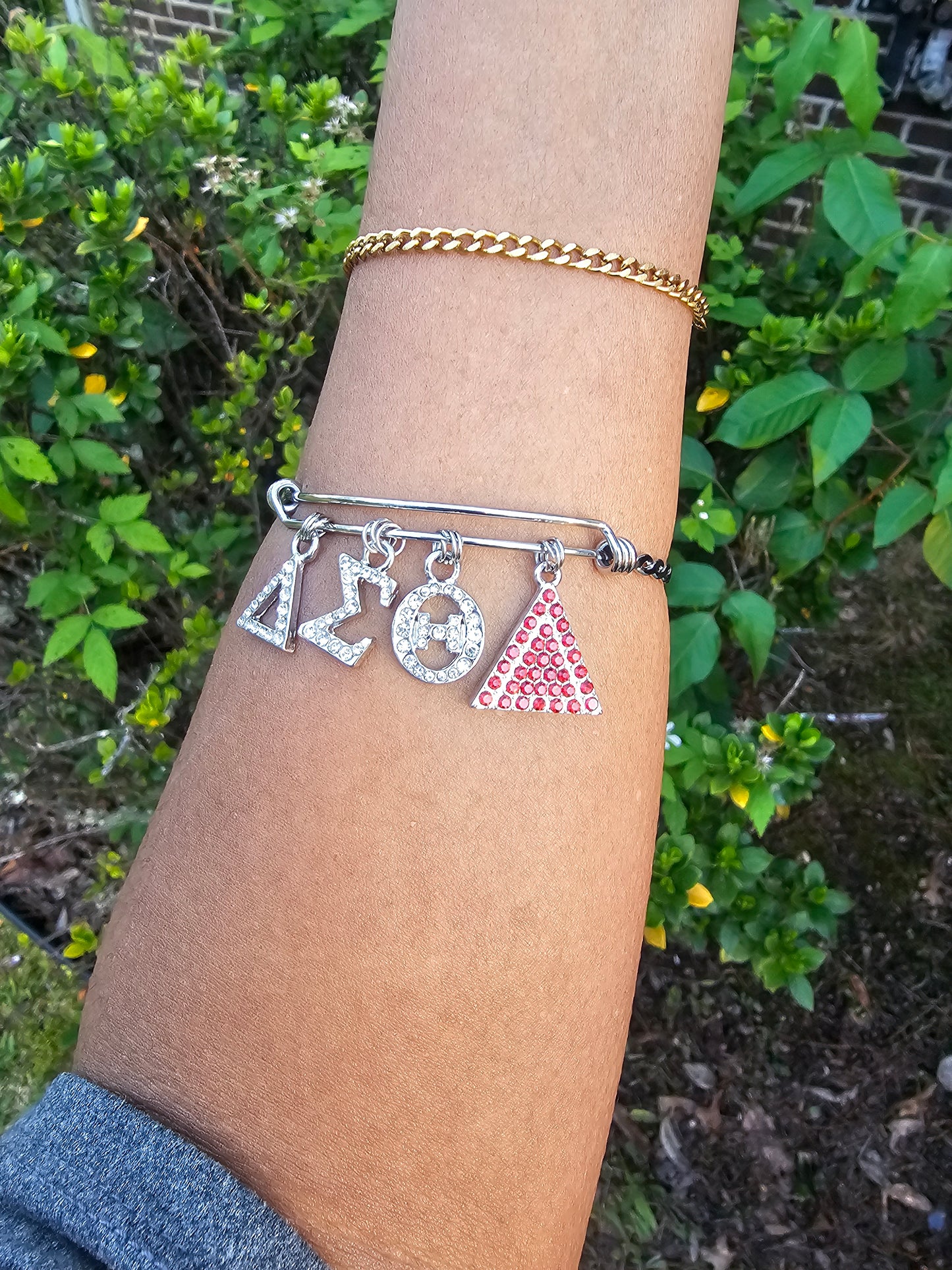 Delta Sigma Theta (Greek Letter) Bling Charm Bracelet