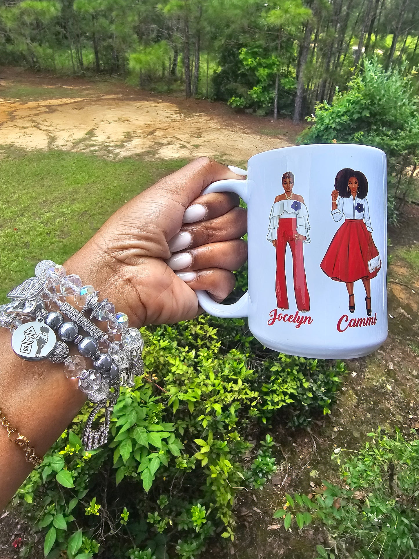 Delta Sigma Theta Silver Stack Bracelet Custom Fit Set (please message with line number if would like added to design)