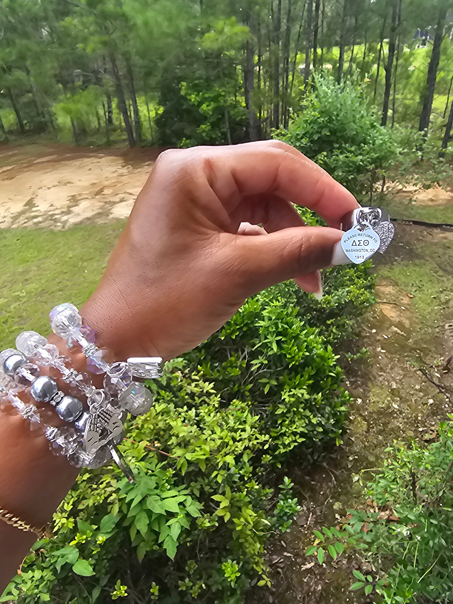 Delta Sigma Theta Silver Stack Bracelet Custom Fit Set (please message with line number if would like added to design)