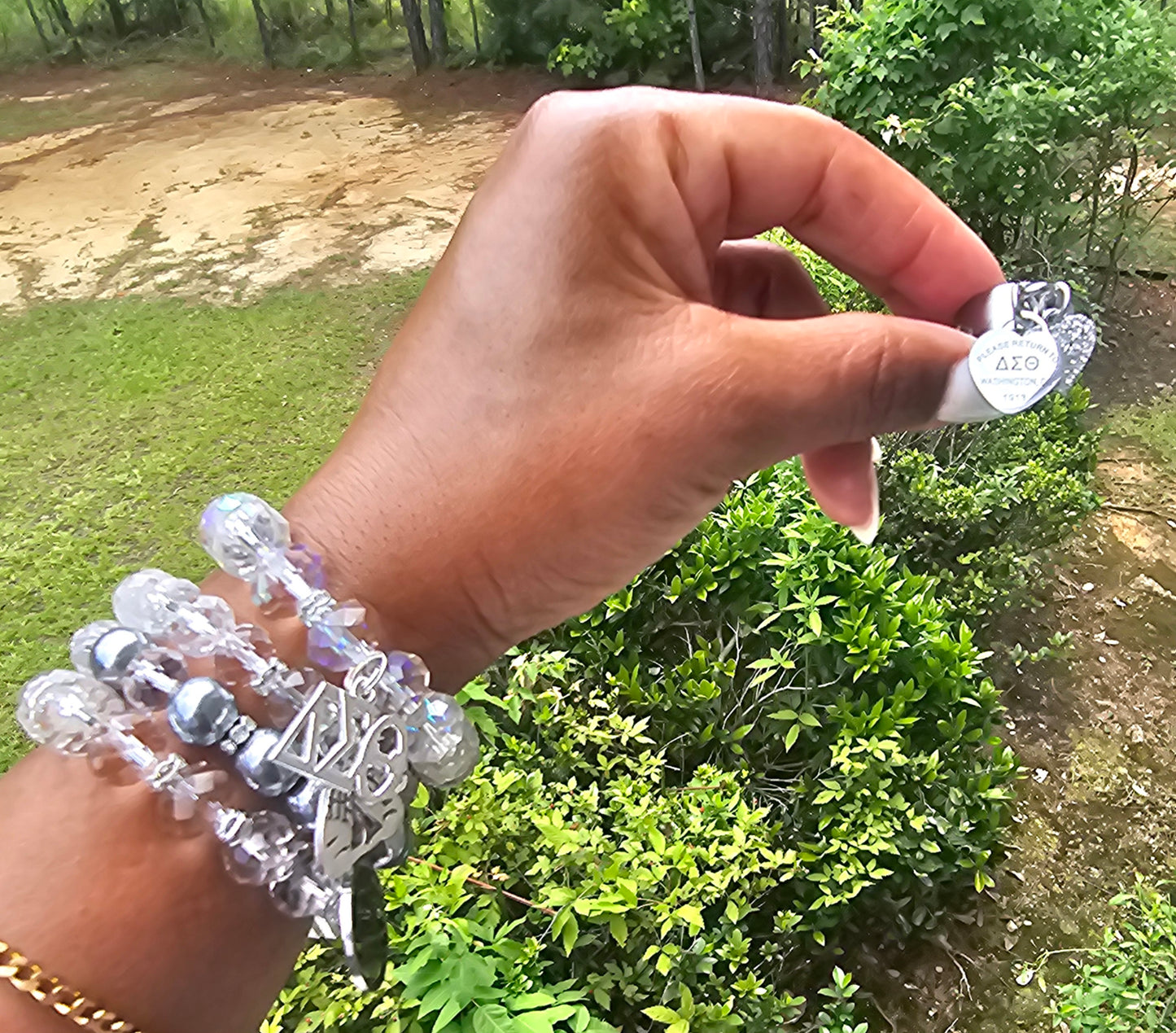 Delta Sigma Theta Silver Stack Bracelet Custom Fit Set (please message with line number if would like added to design)