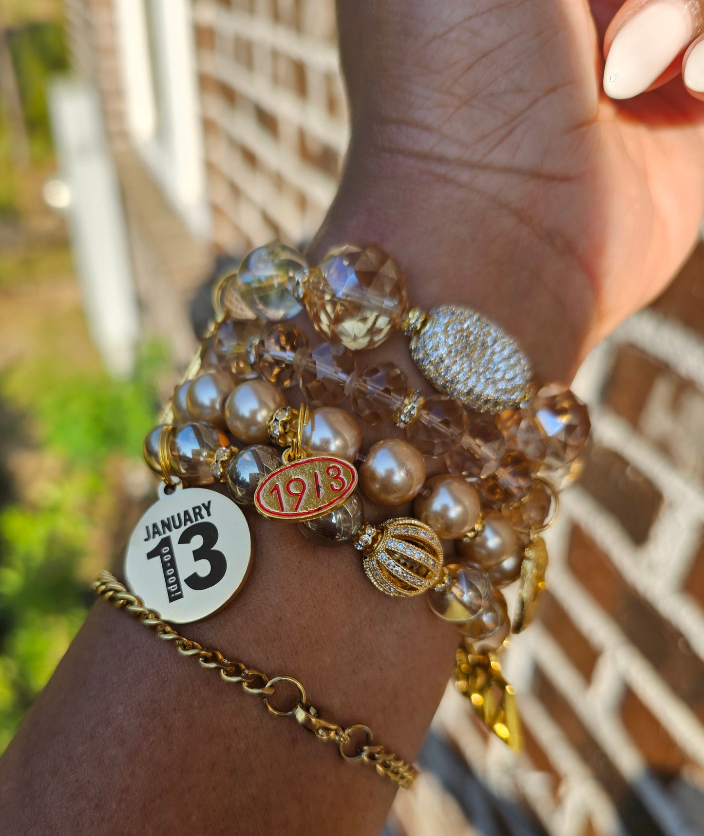 Delta Sigma Theta Gold Stack Bracelet Custom Fit Set (please message with line number if would like added to design)