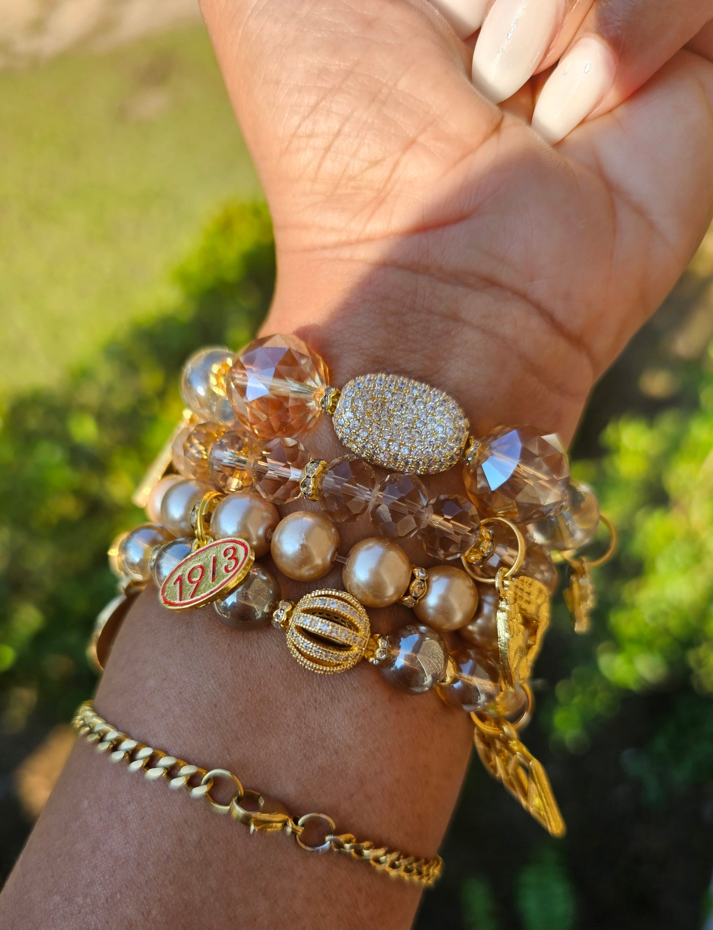 Delta Sigma Theta Gold Stack Bracelet Custom Fit Set (please message with line number if would like added to design)