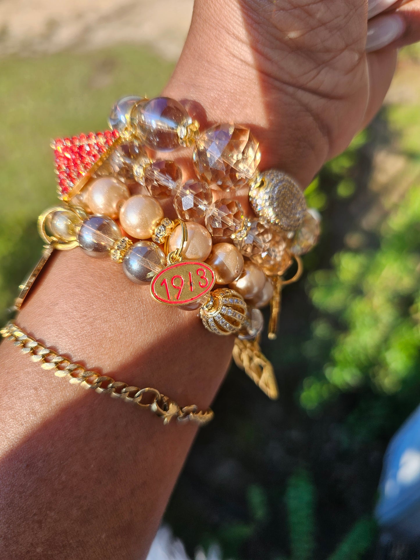 Delta Sigma Theta Gold Stack Bracelet Custom Fit Set (please message with line number if would like added to design)