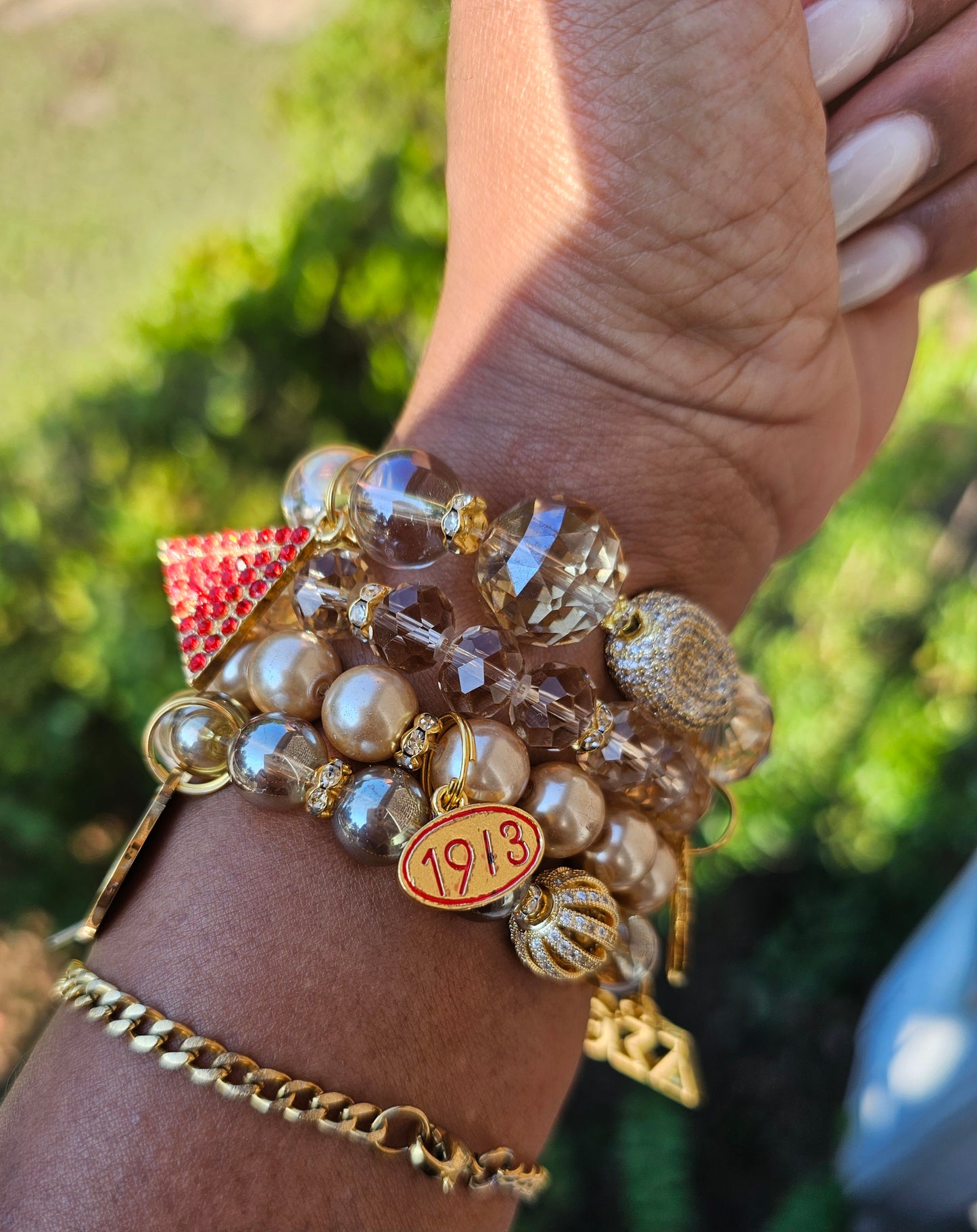 Delta Sigma Theta Gold Stack Bracelet Custom Fit Set (please message with line number if would like added to design)