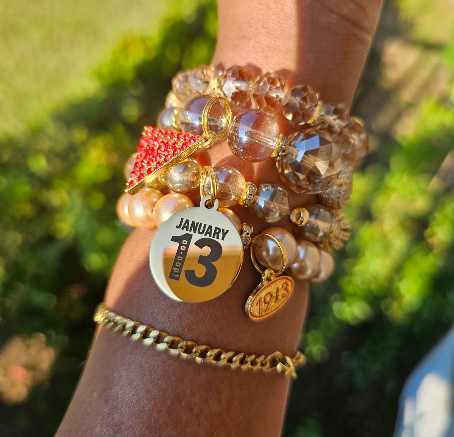 Delta Sigma Theta Gold Stack Bracelet Custom Fit Set (please message with line number if would like added to design)