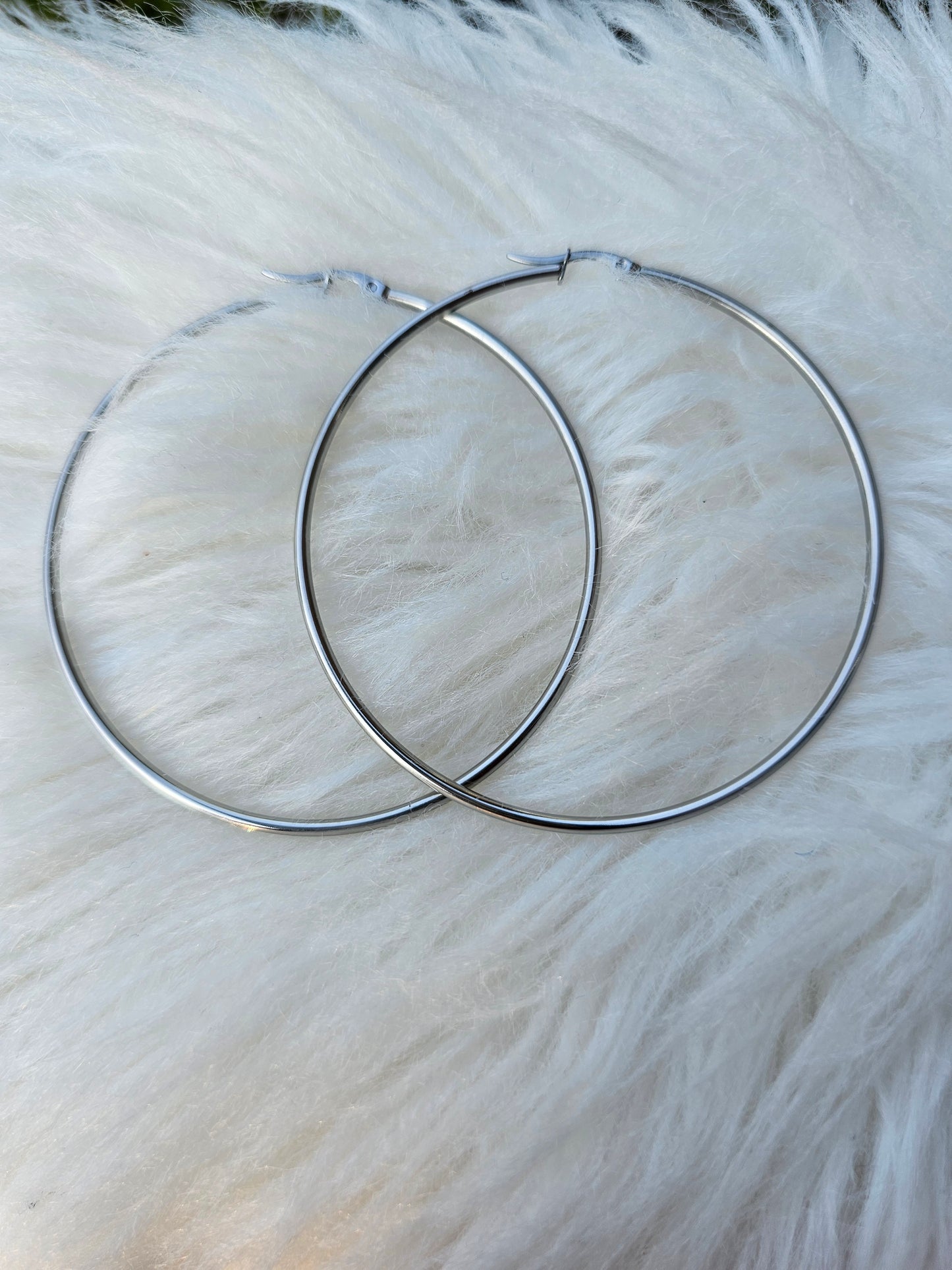 Tarnish resistant 70mm large hoop earrings available in silver and gold2s