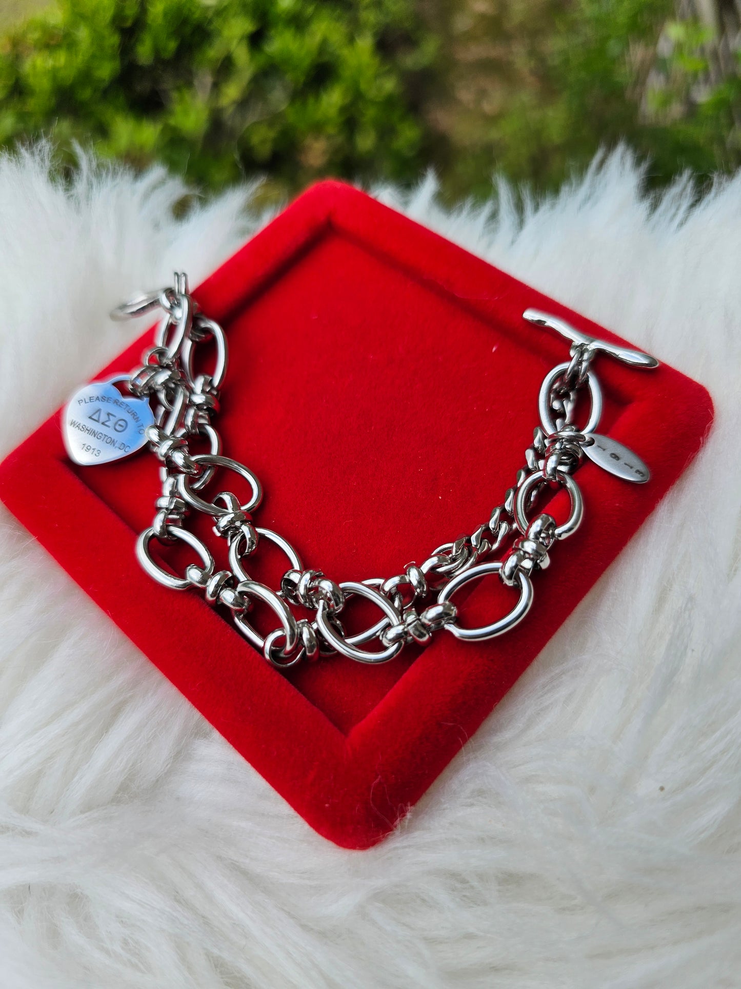 Tiffany Inspired Delta Sigma Theta Sorority Bracelet Available In Gold & Silver