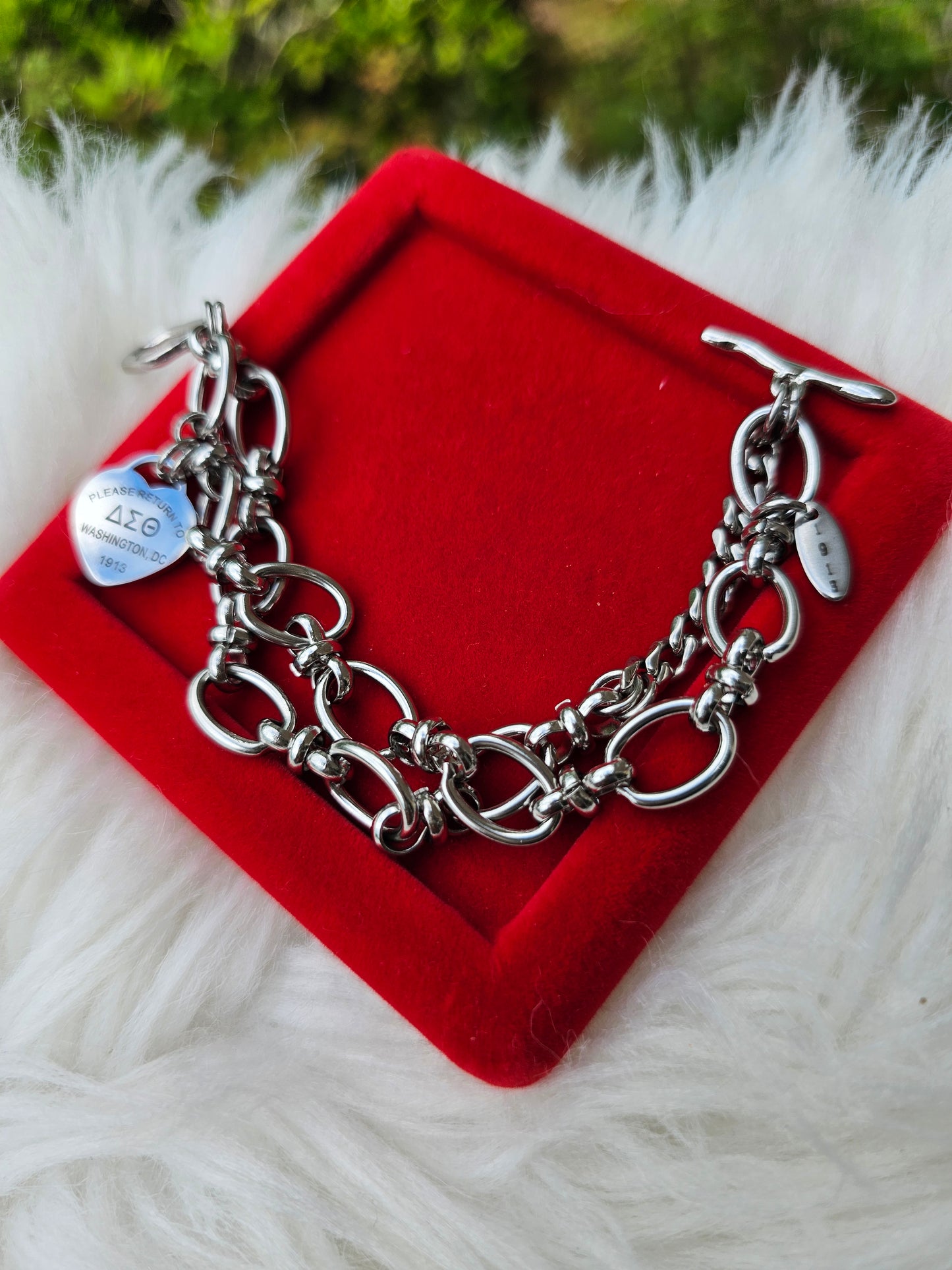 Tiffany Inspired Delta Sigma Theta Sorority Bracelet Available In Gold & Silver