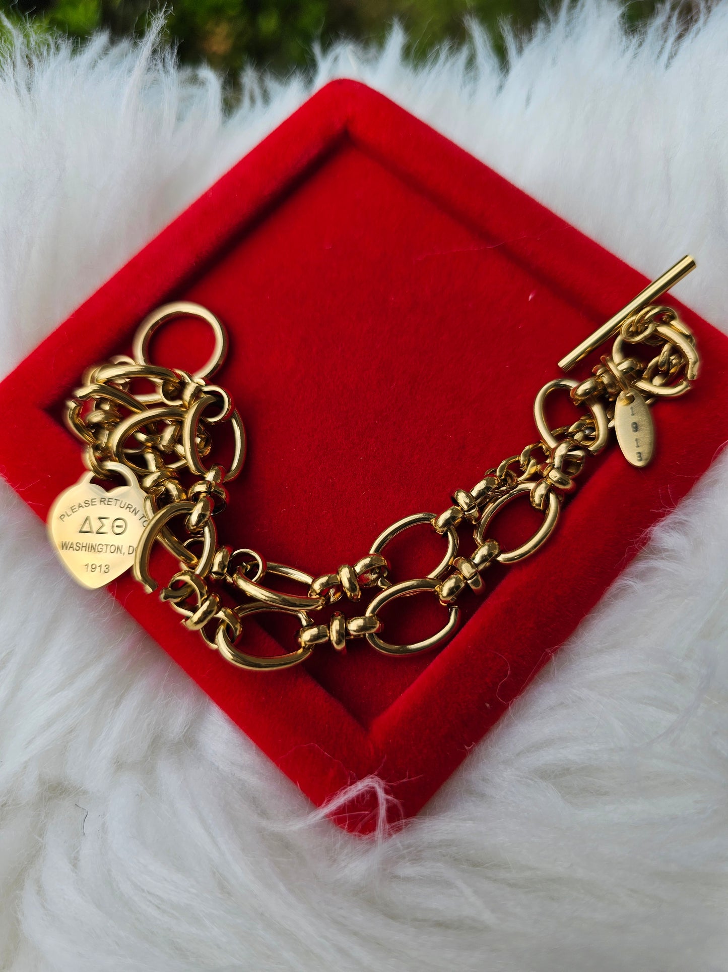 Tiffany Inspired Delta Sigma Theta Sorority Bracelet Available In Gold & Silver